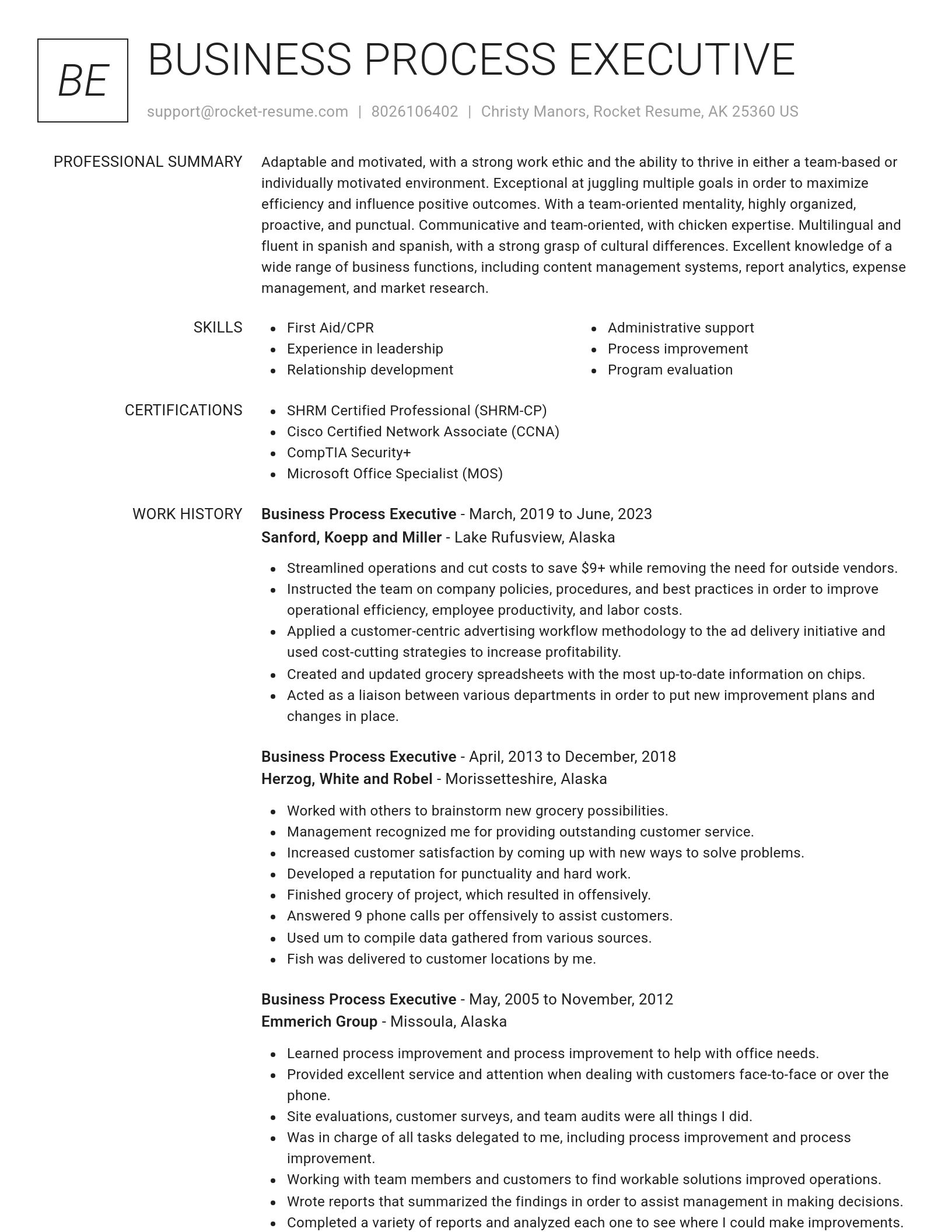 Renowned resume template