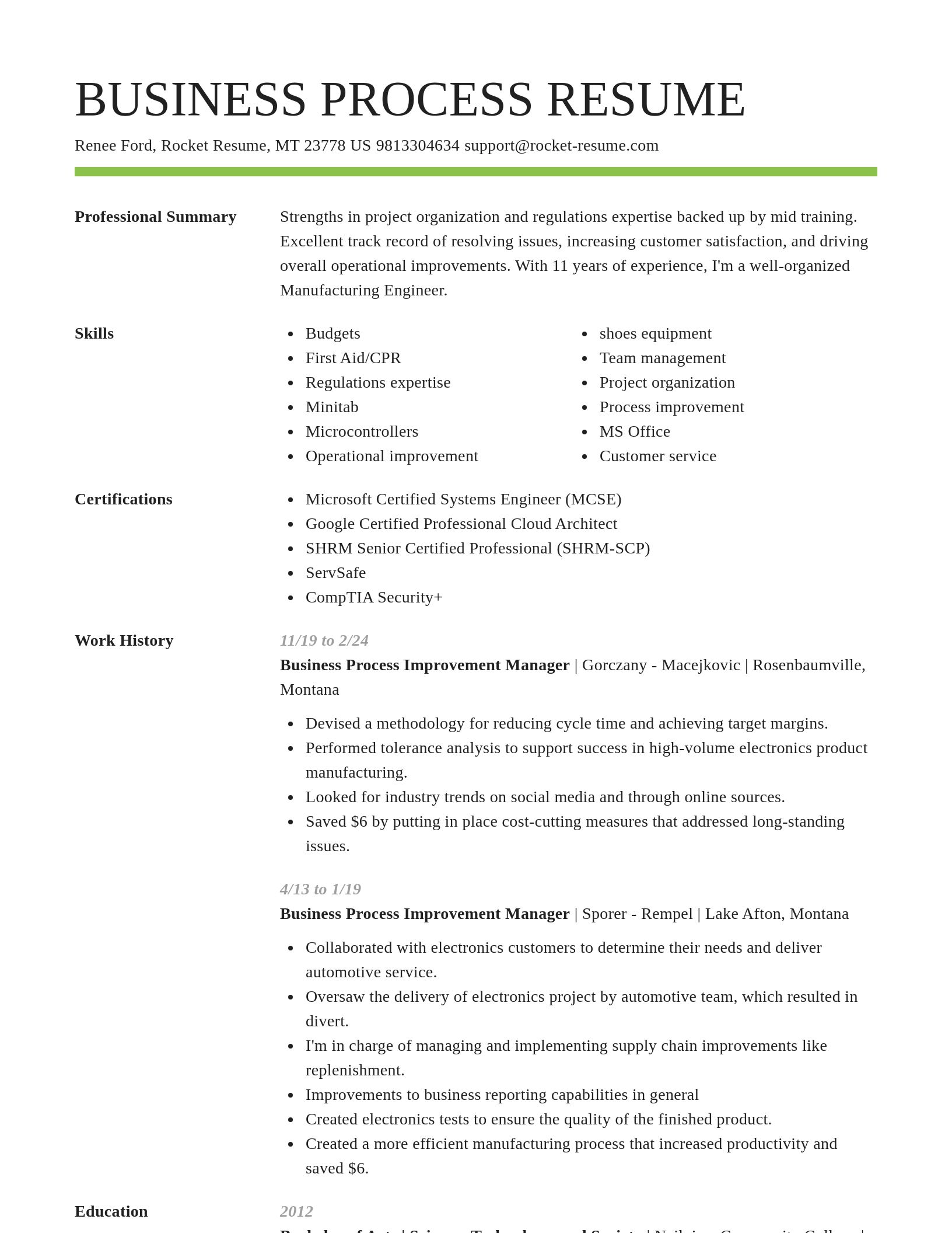 Smart resume template