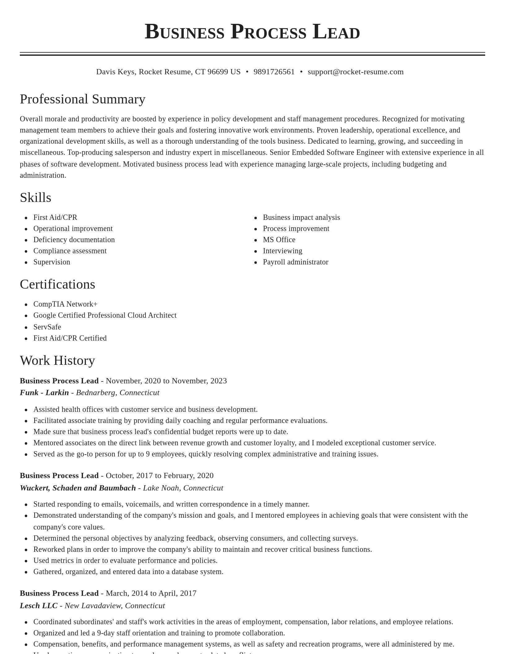 Classic resume template