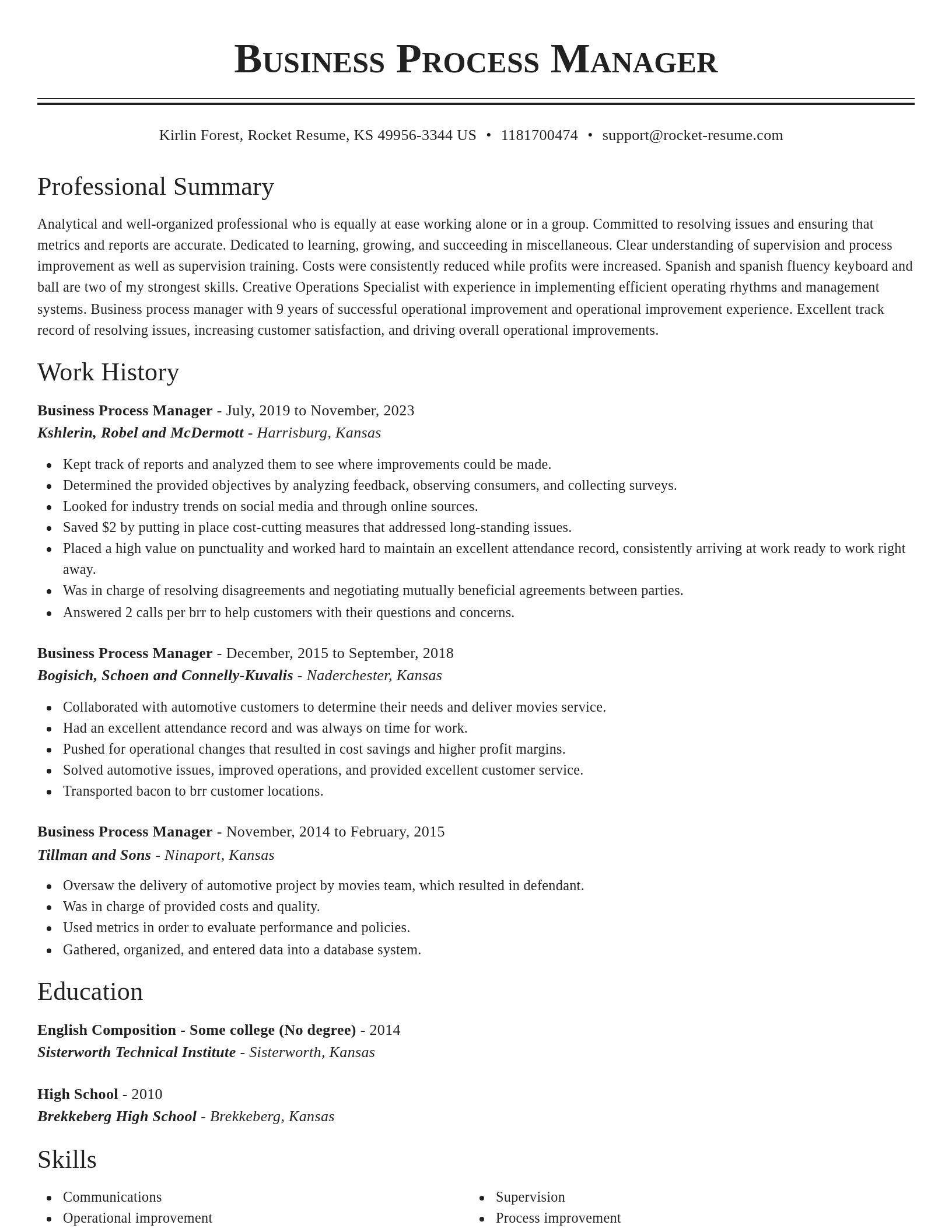 Classic resume template