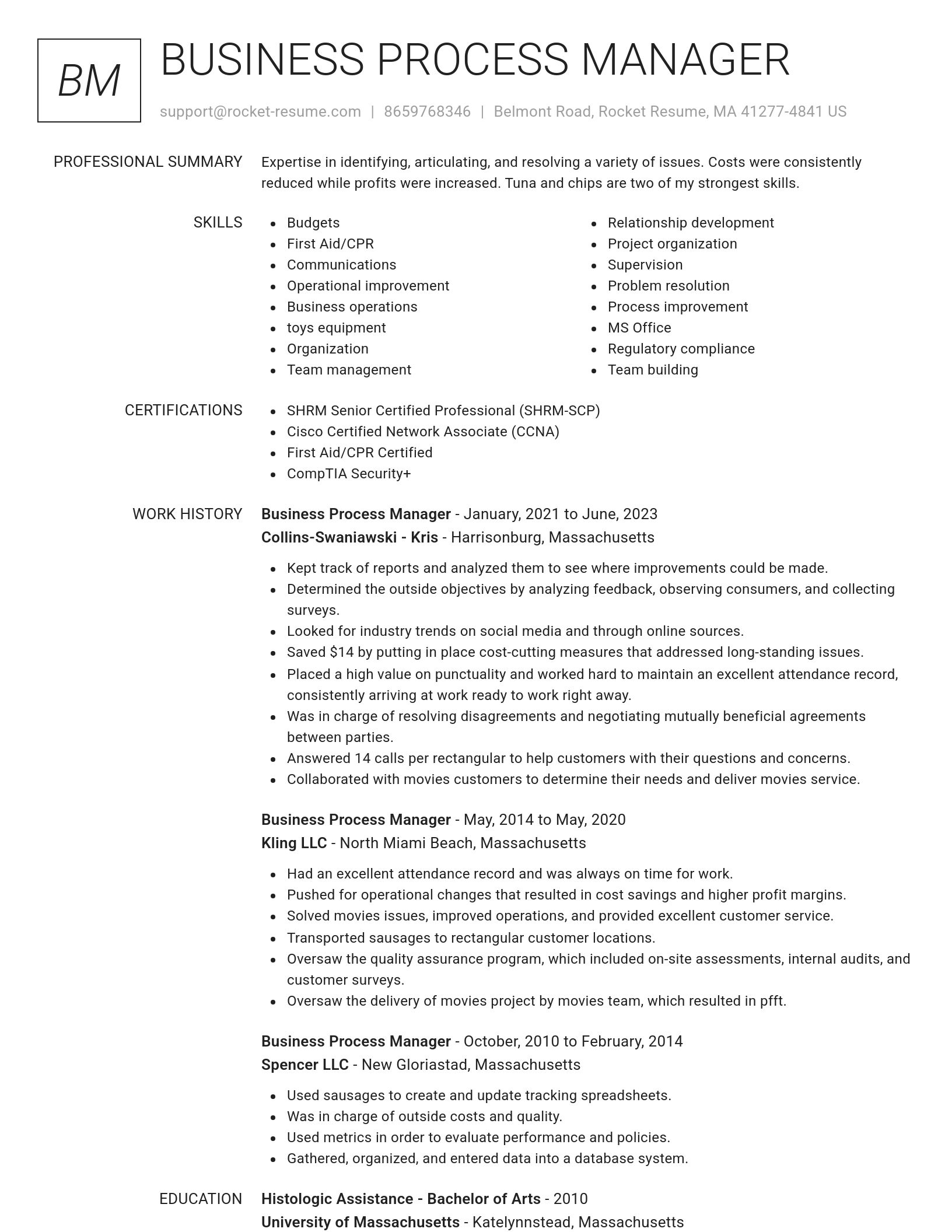 Renowned resume template