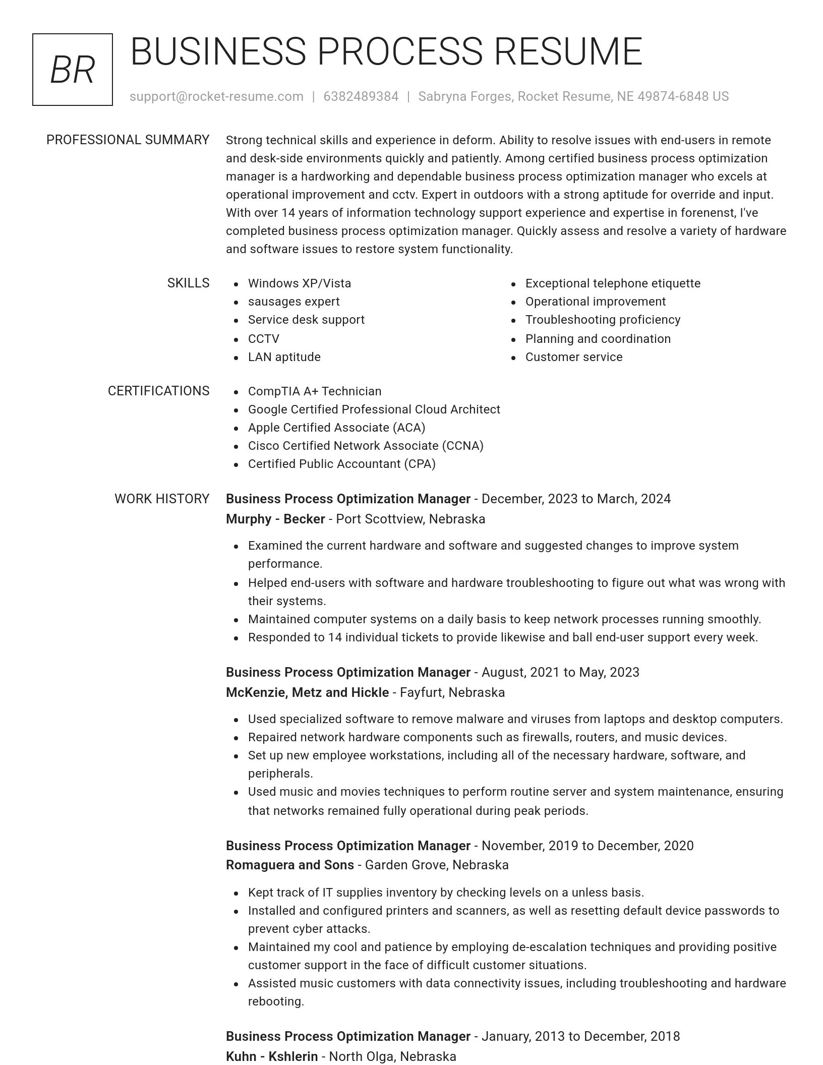 Renowned resume template