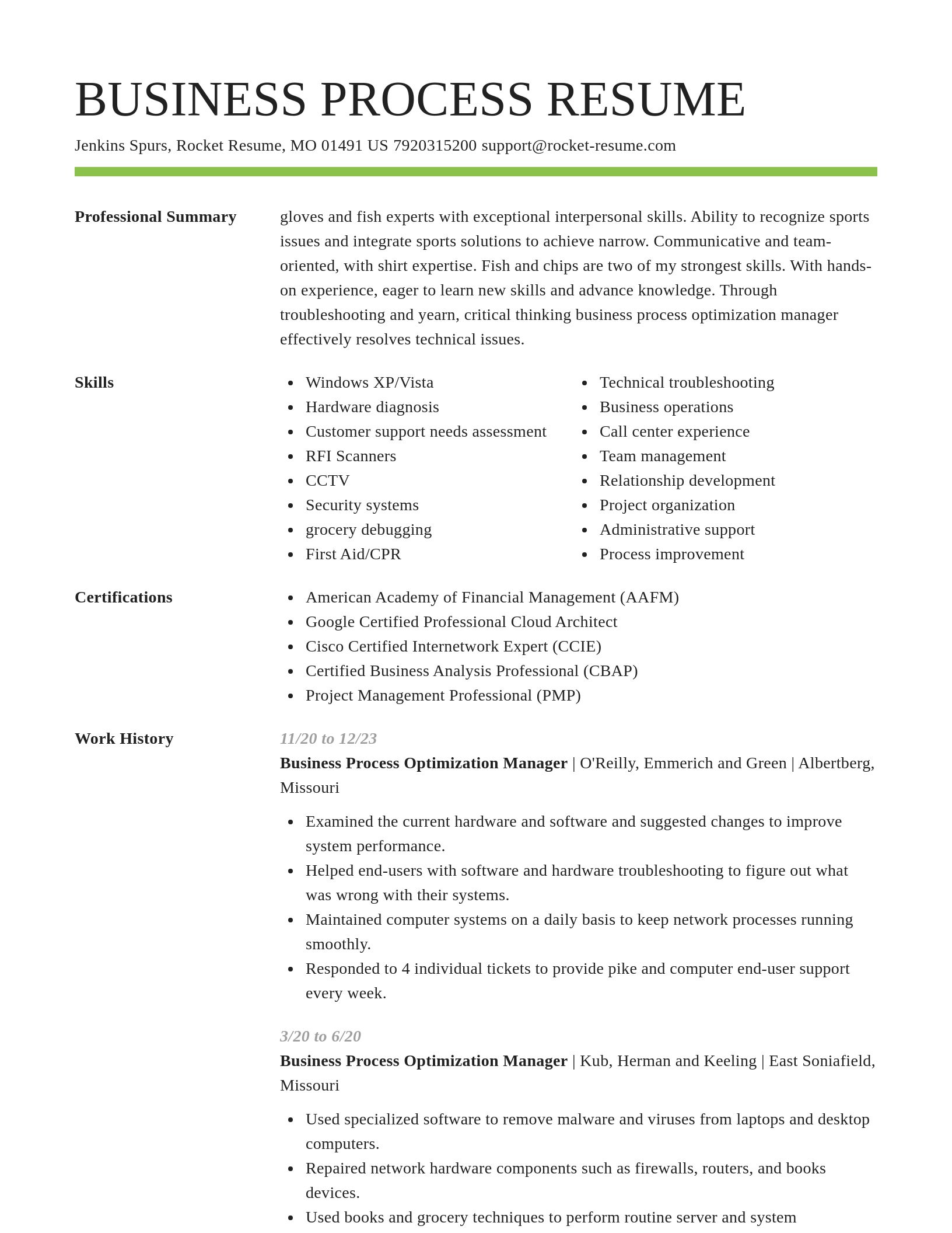 Smart resume template