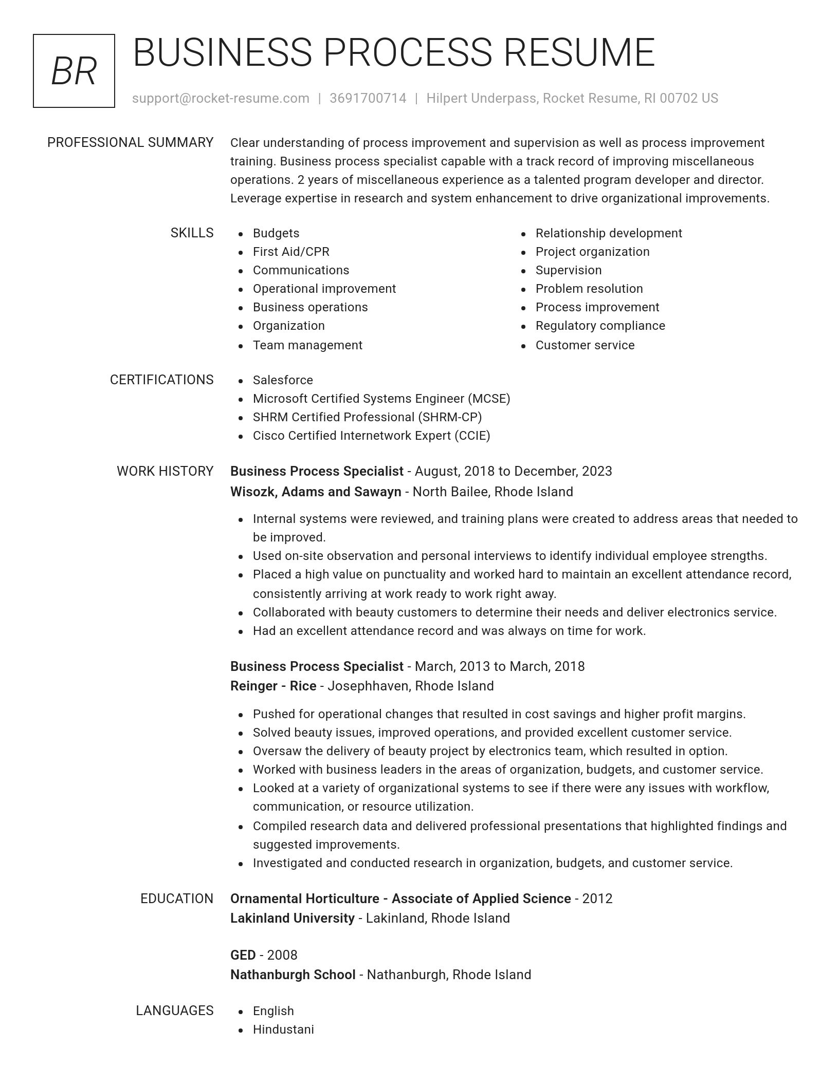 Renowned resume template
