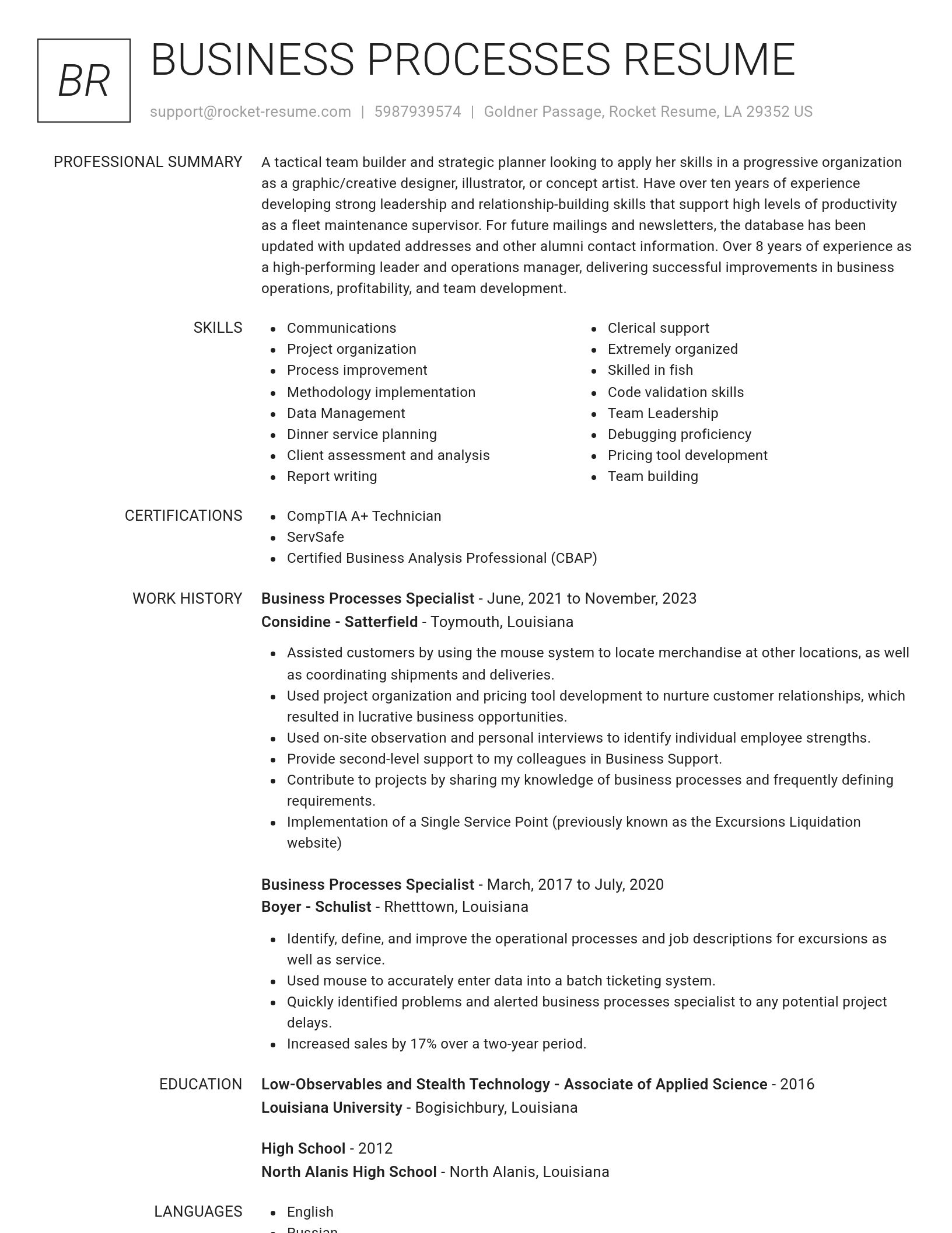 Renowned resume template