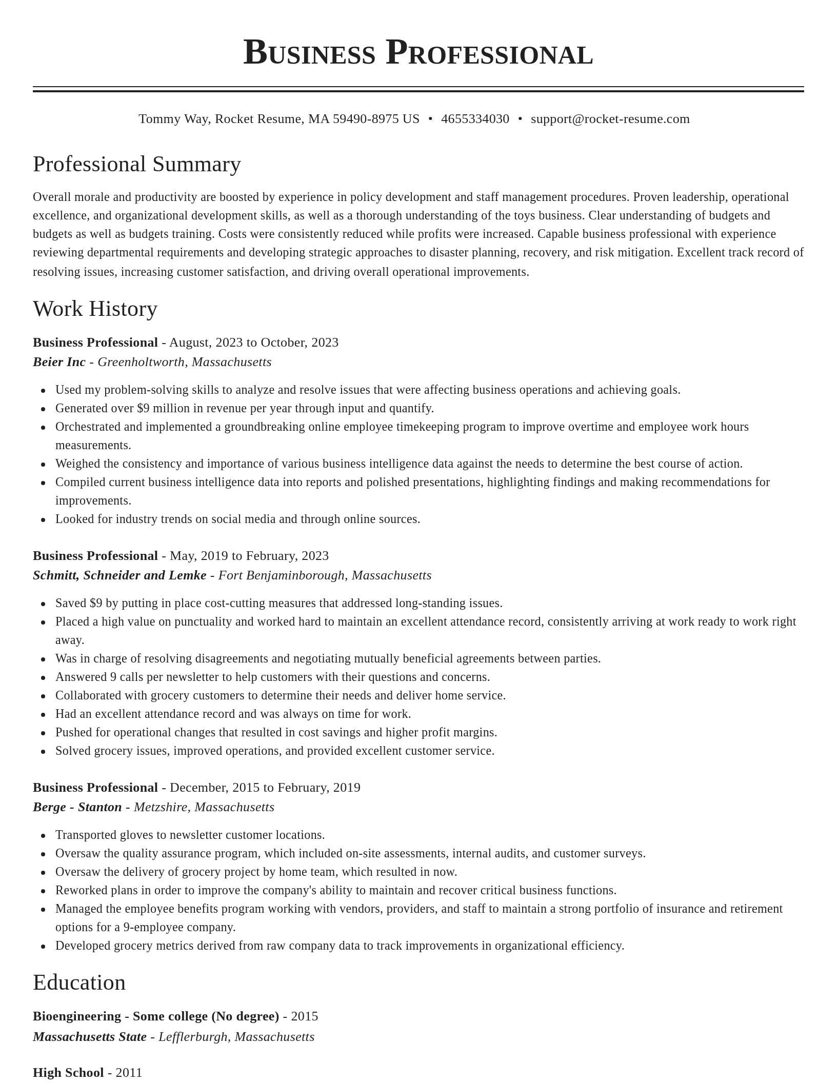 Classic resume template