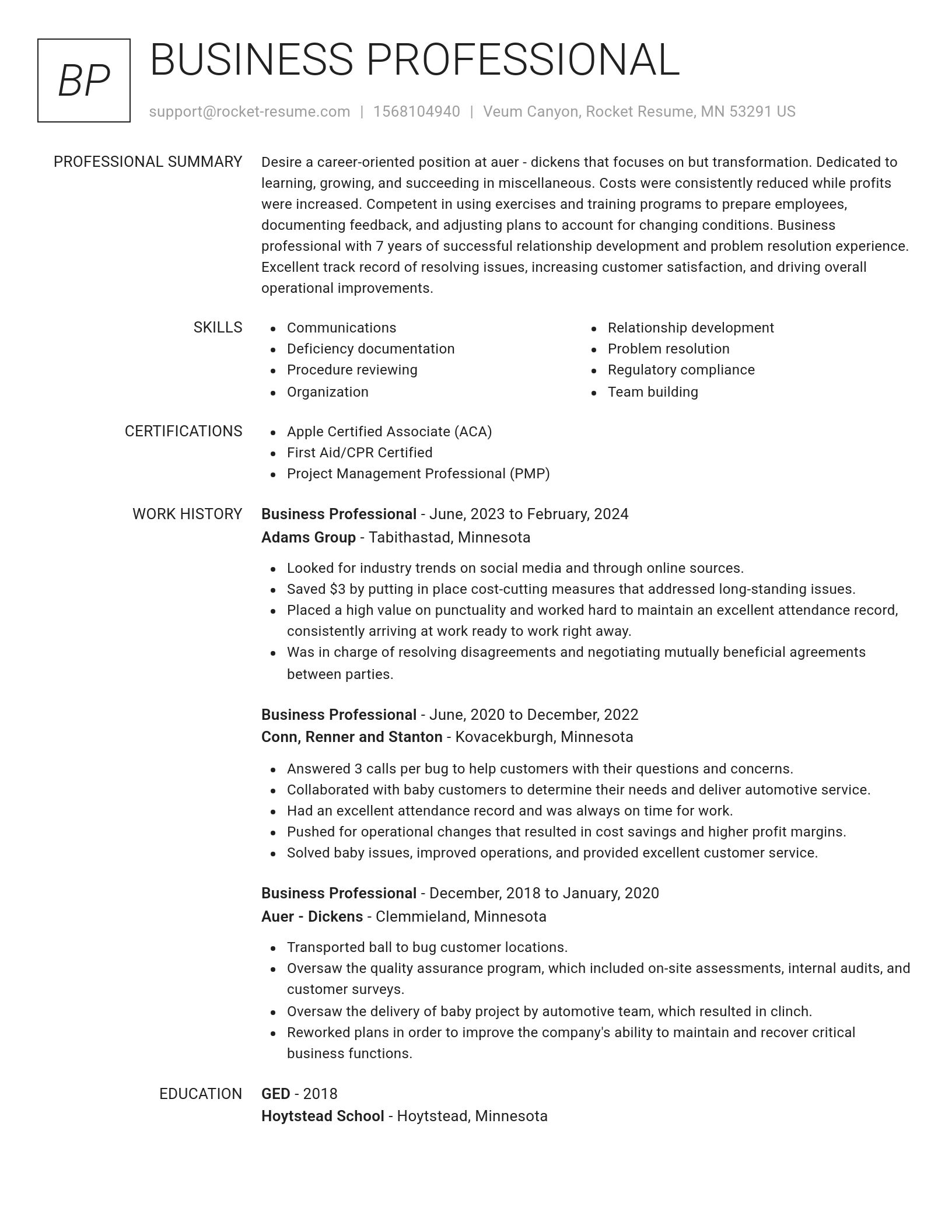 Renowned resume template