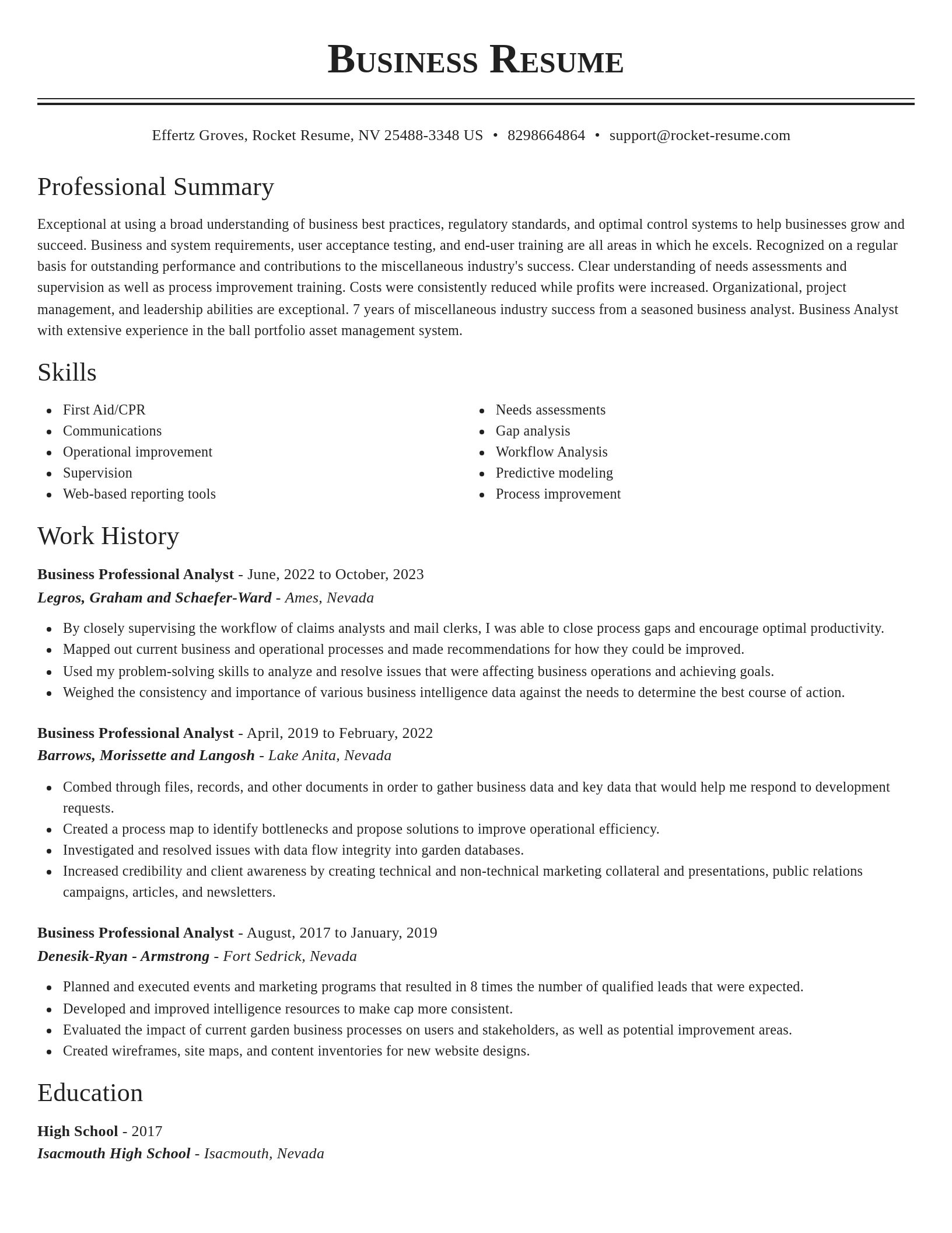 Classic resume template