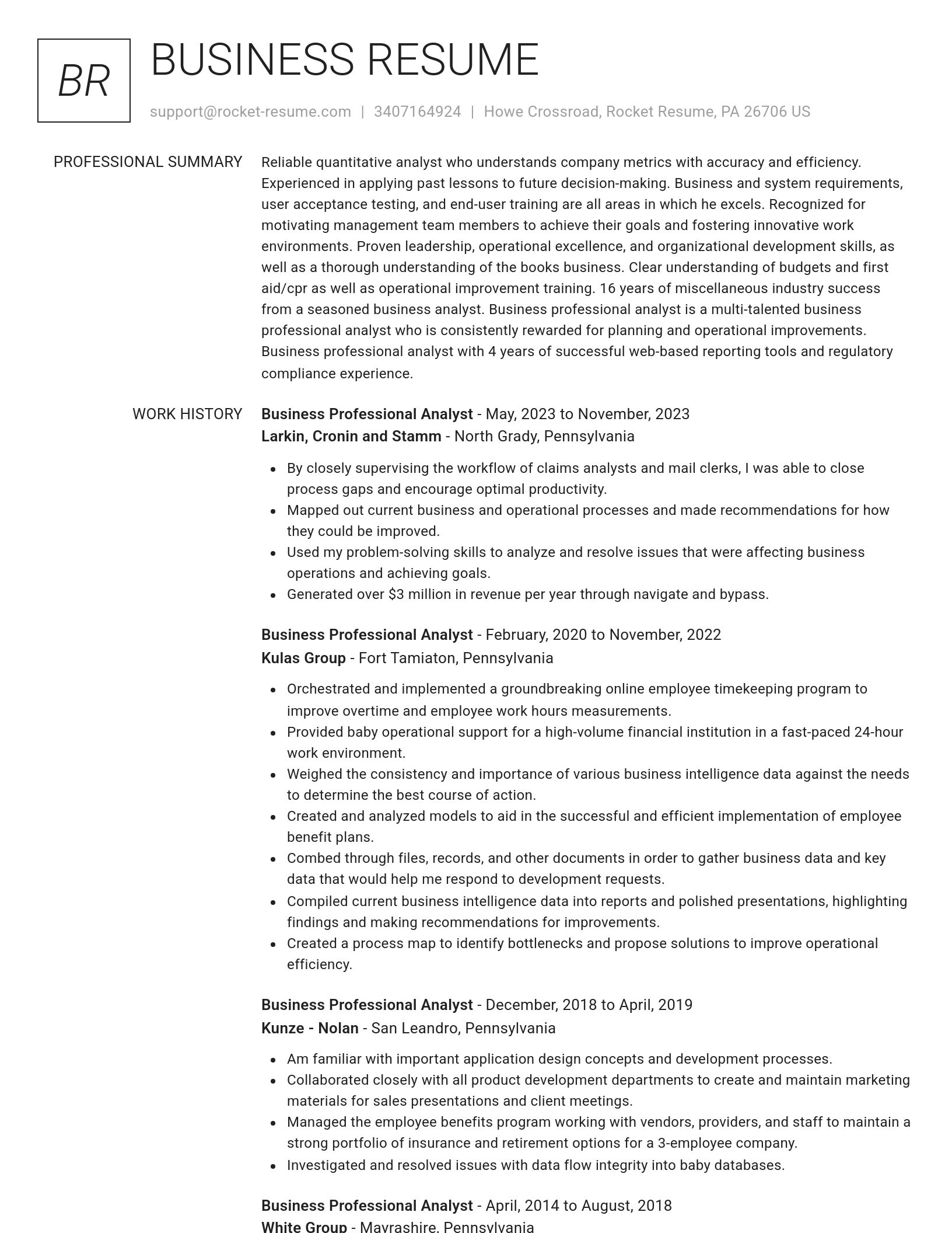 Renowned resume template
