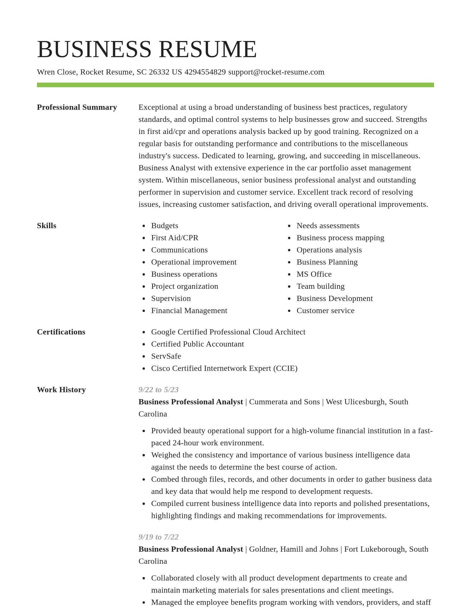 Smart resume template