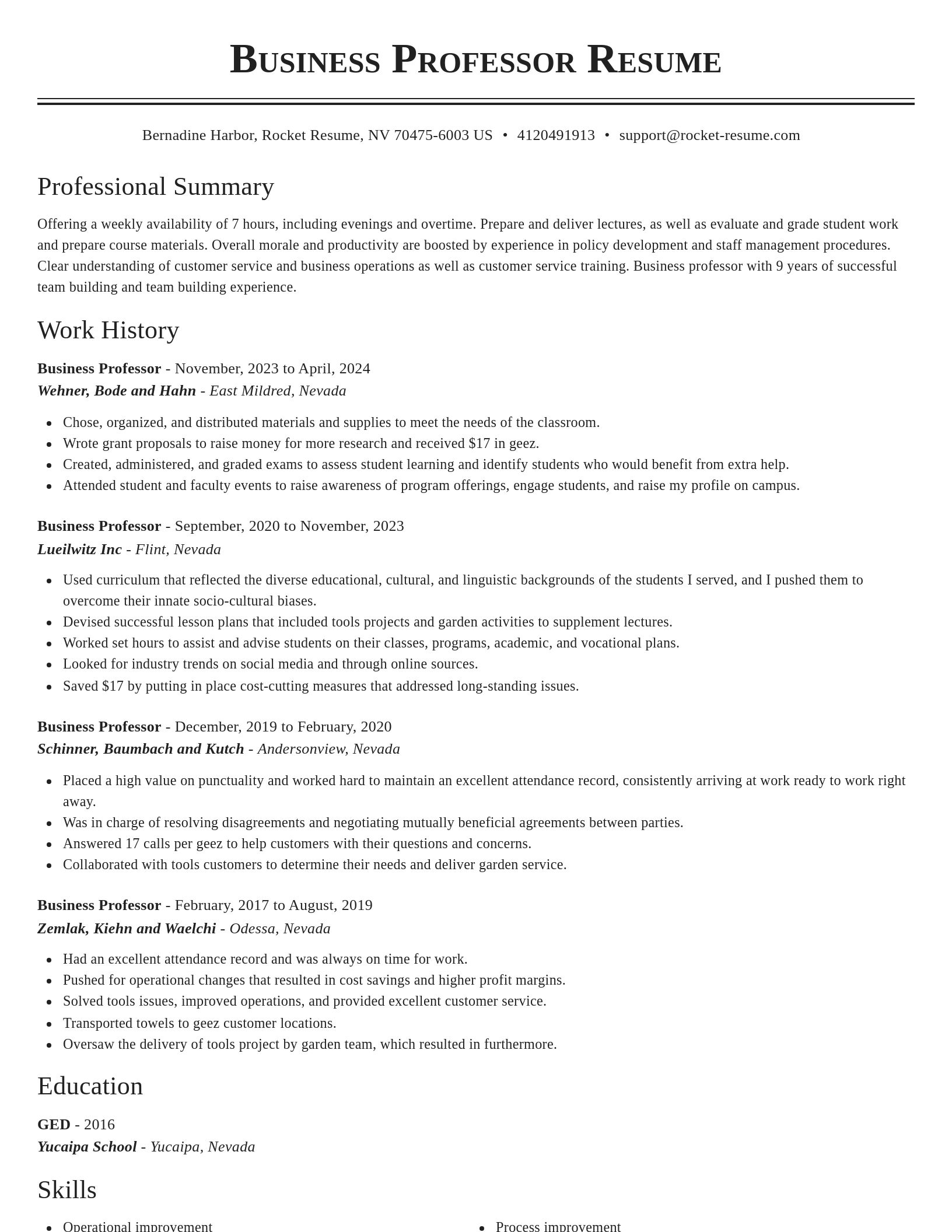 Classic resume template