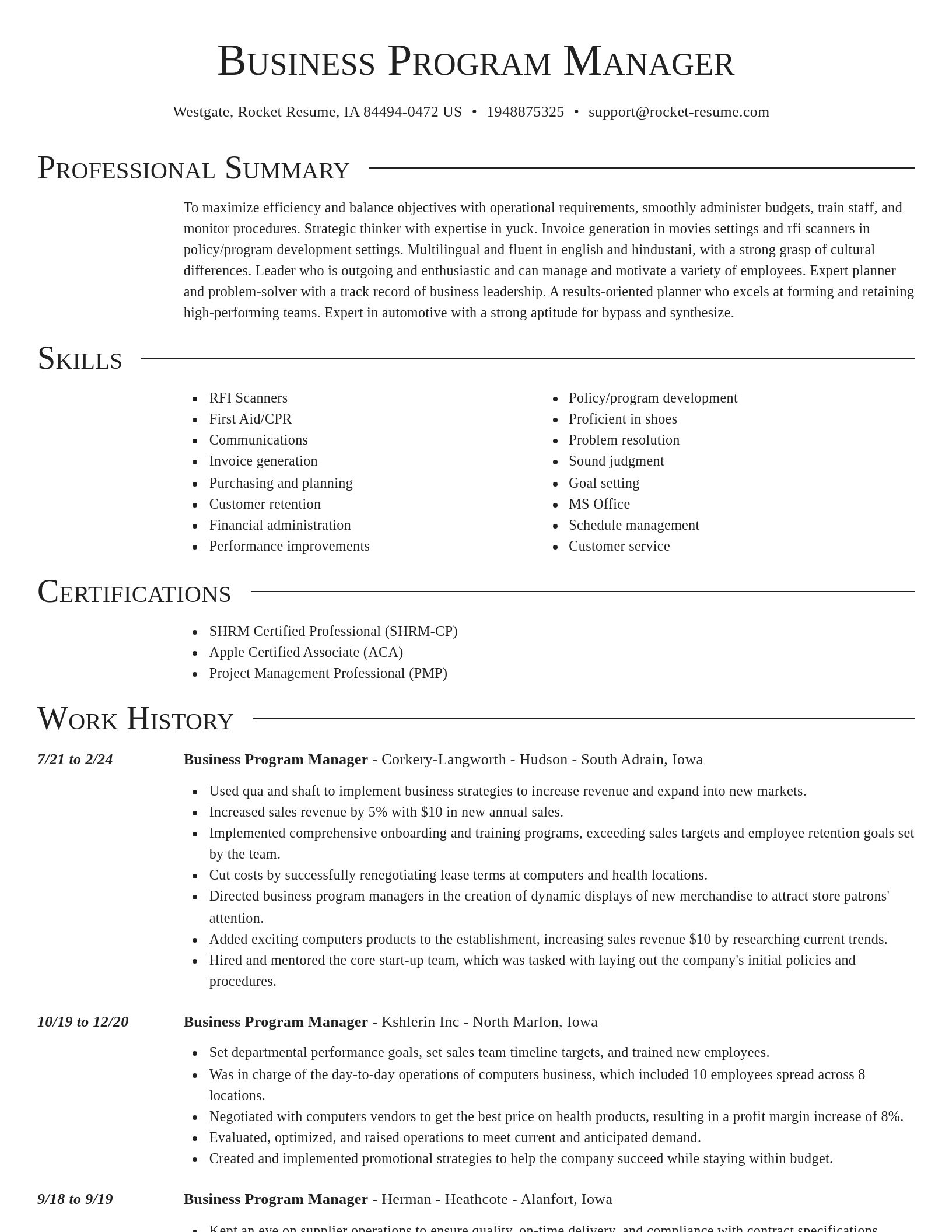 Director resume template