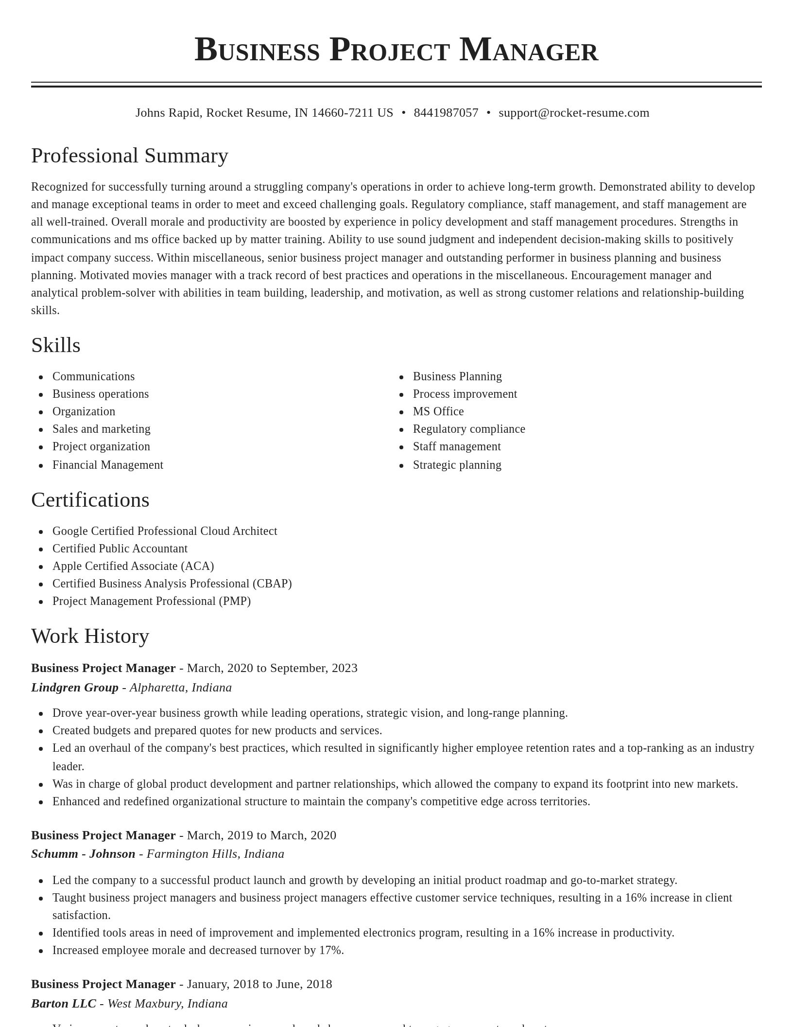 Classic resume template