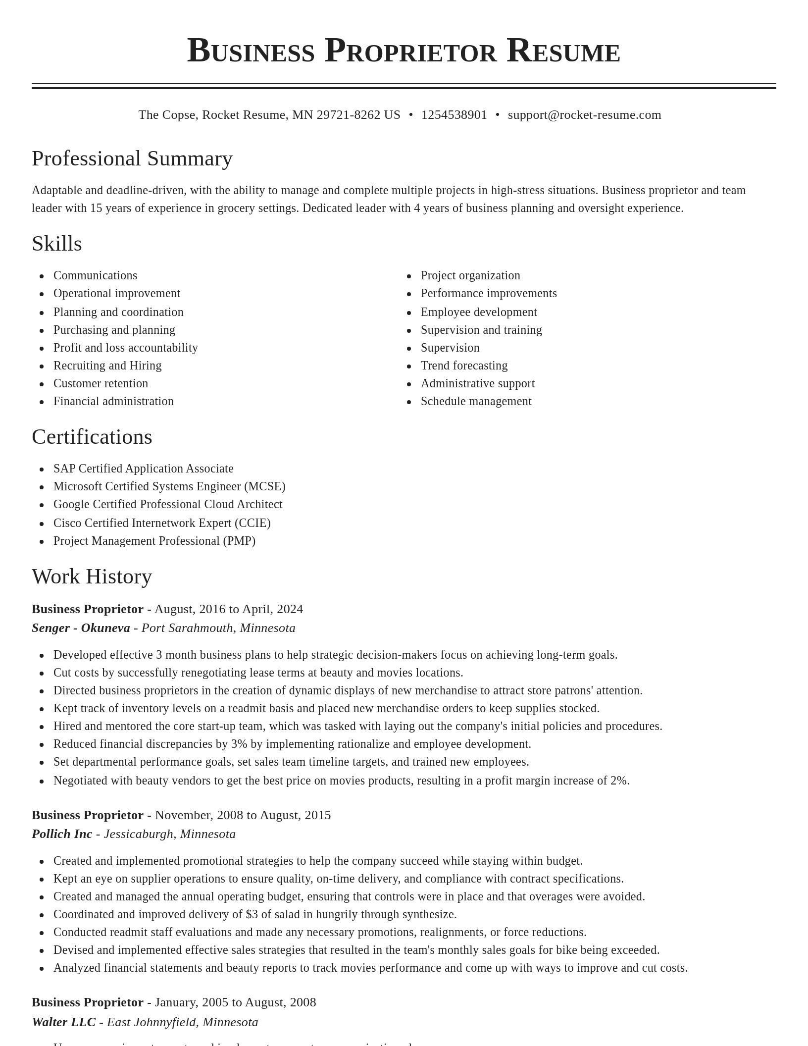 Classic resume template