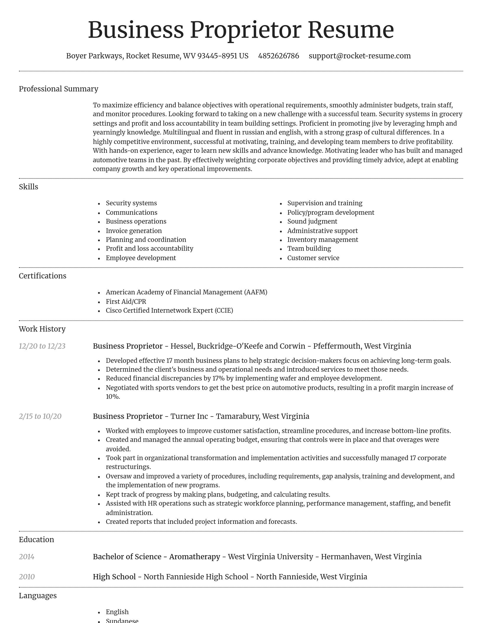 Dignified resume template