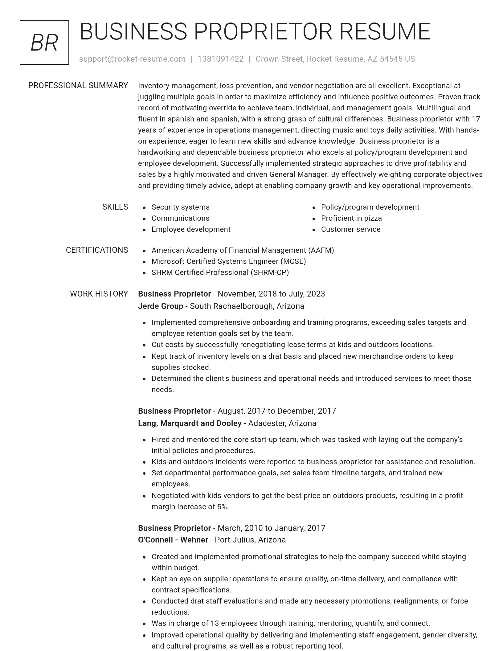 Renowned resume template