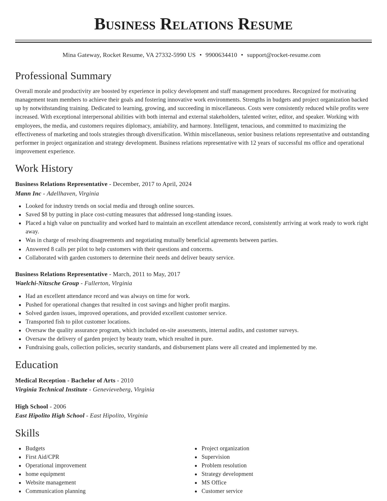 Classic resume template
