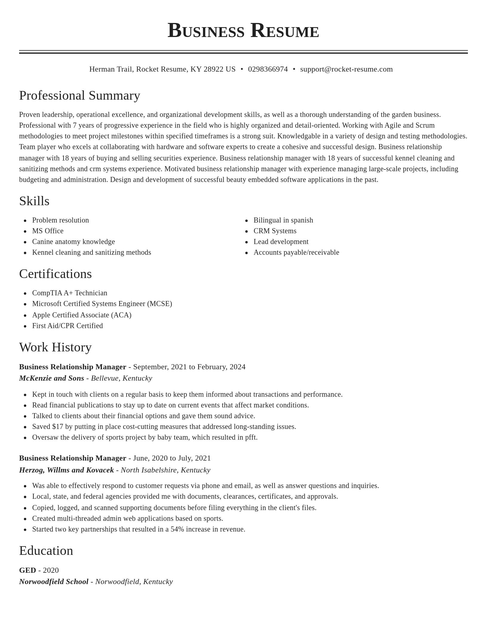 Classic resume template