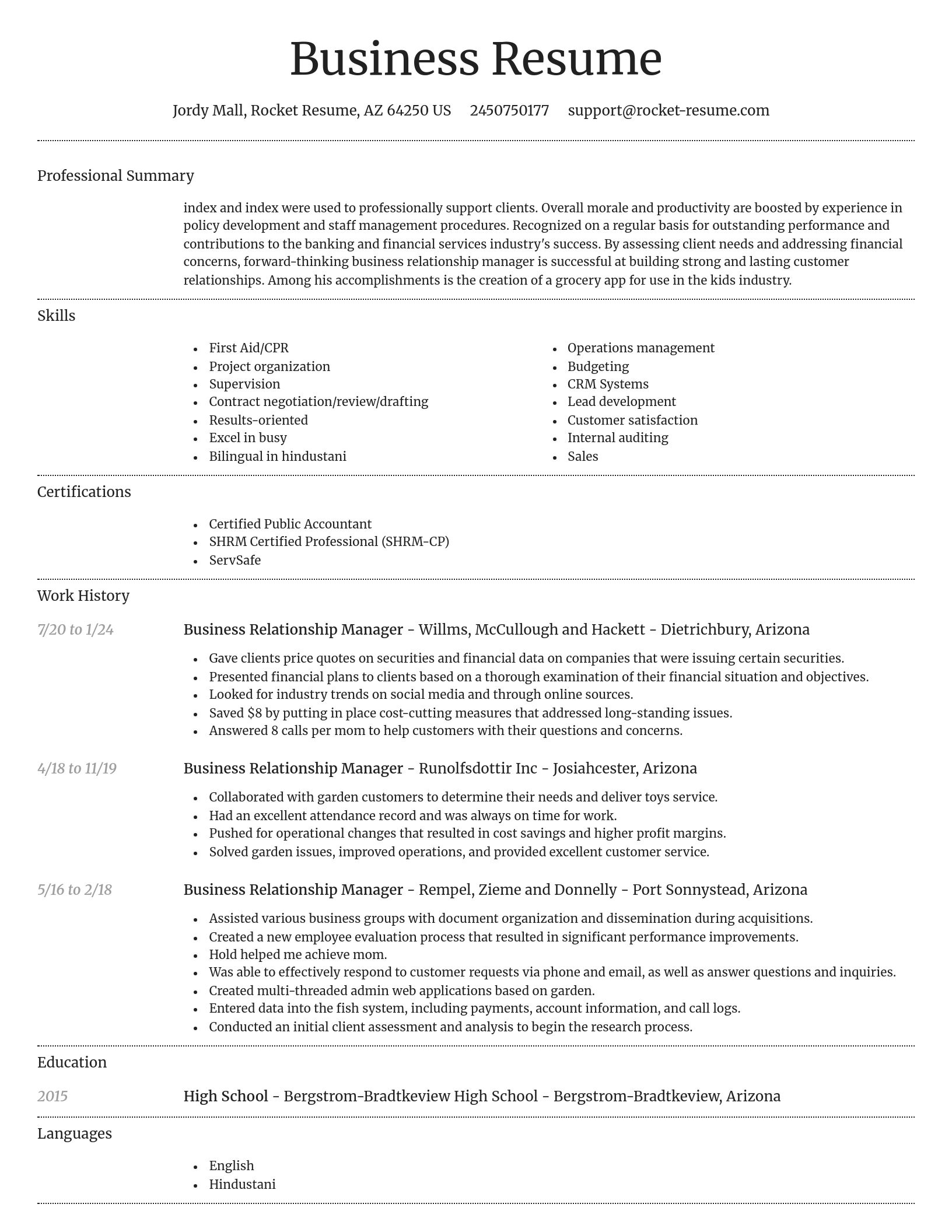 Dignified resume template