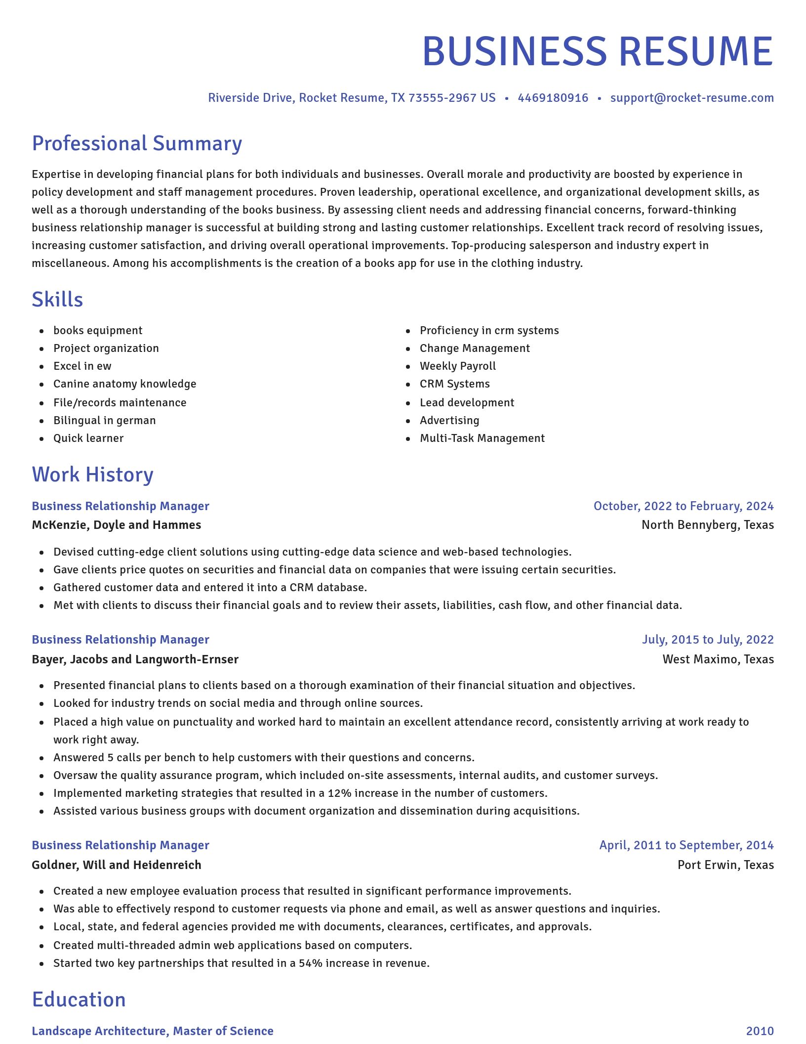 Novel resume template