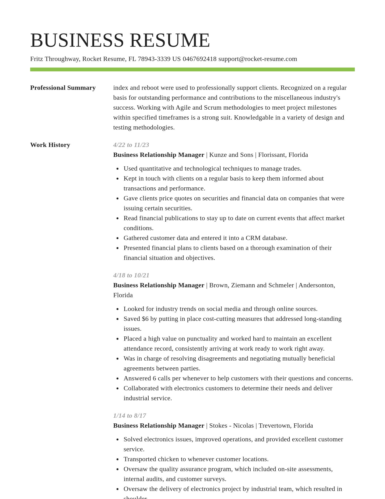 Smart resume template
