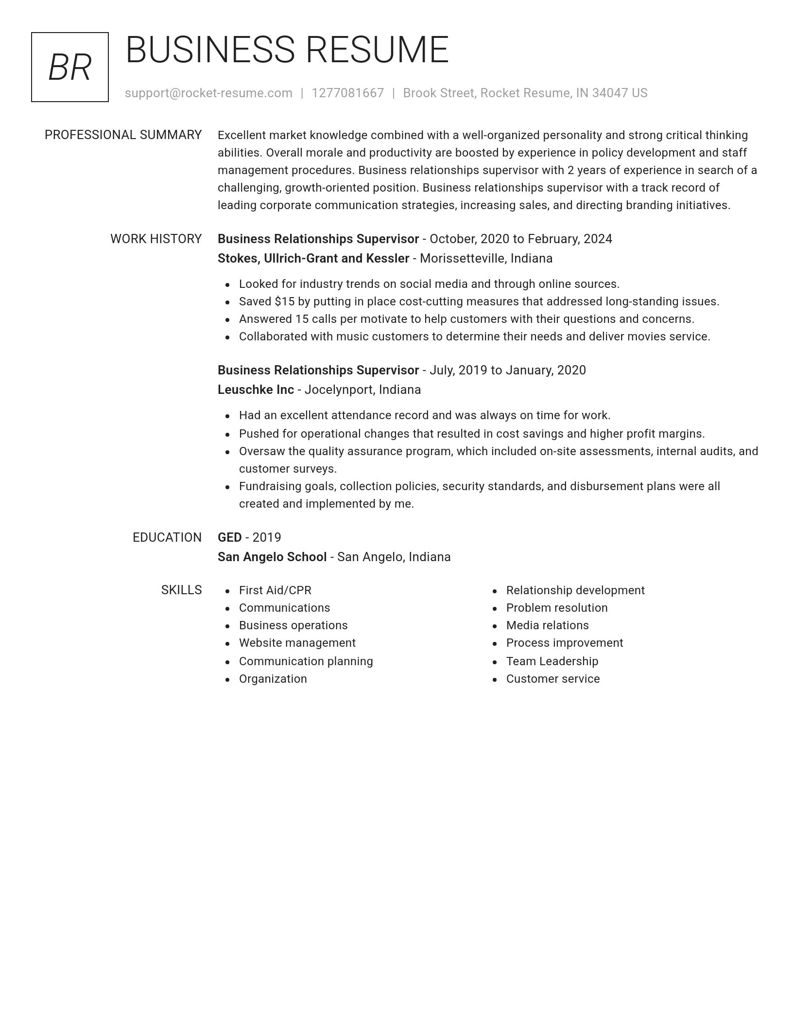 Renowned resume template
