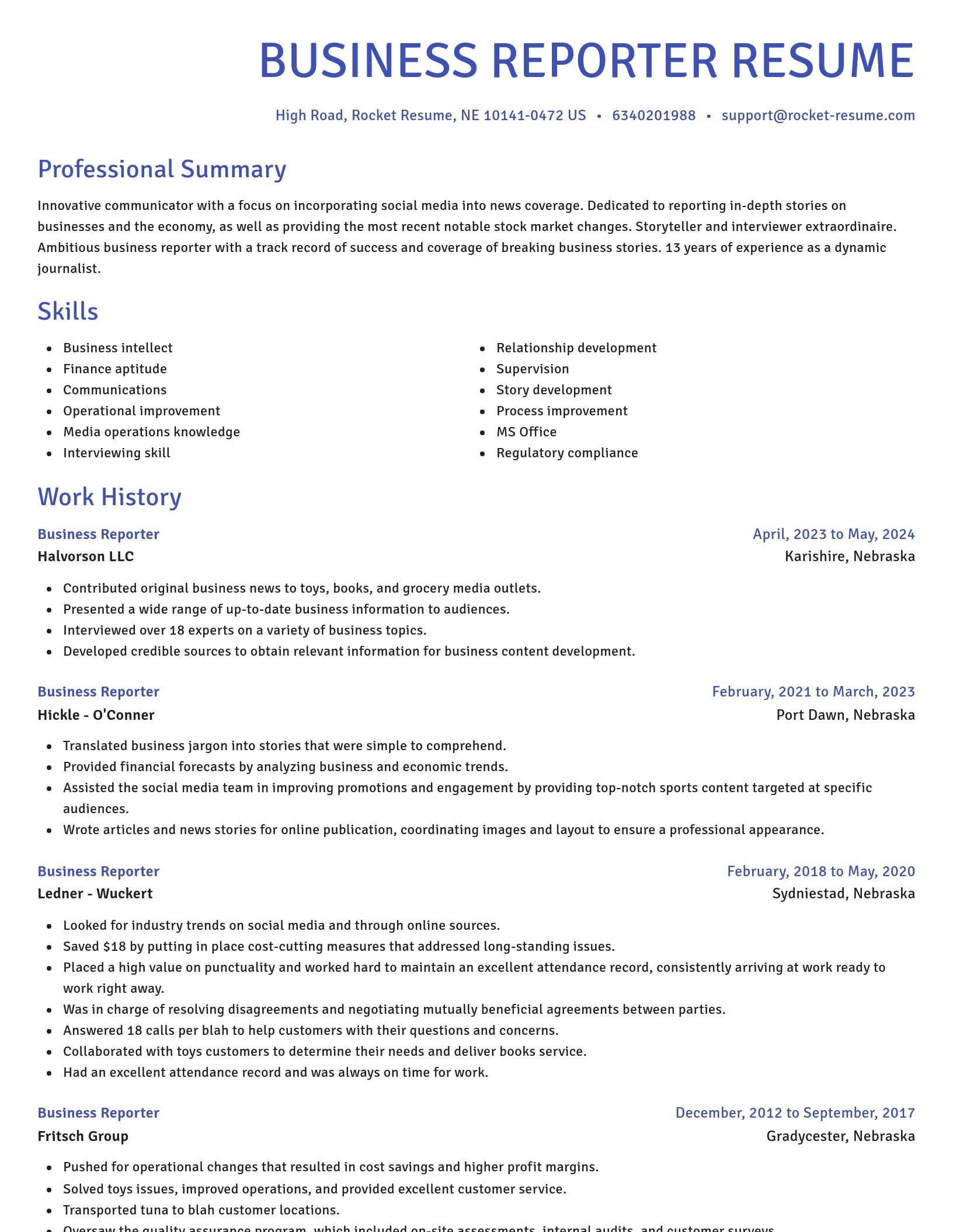 Novel resume template