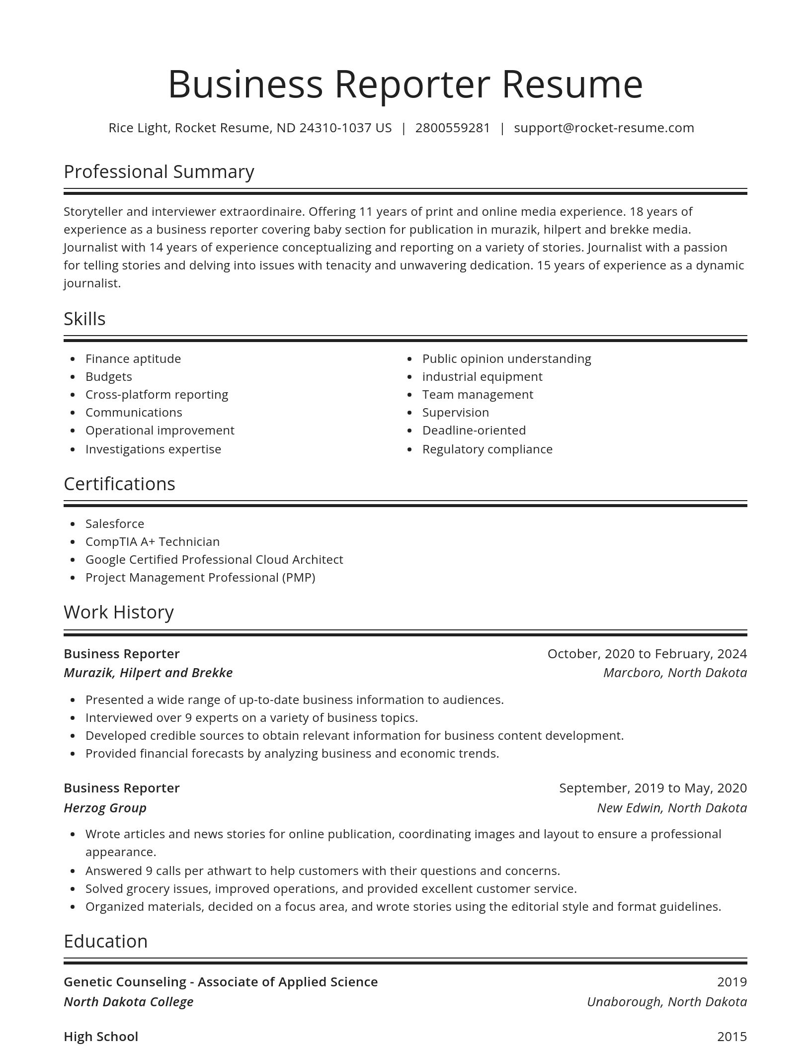 Spotlight resume template