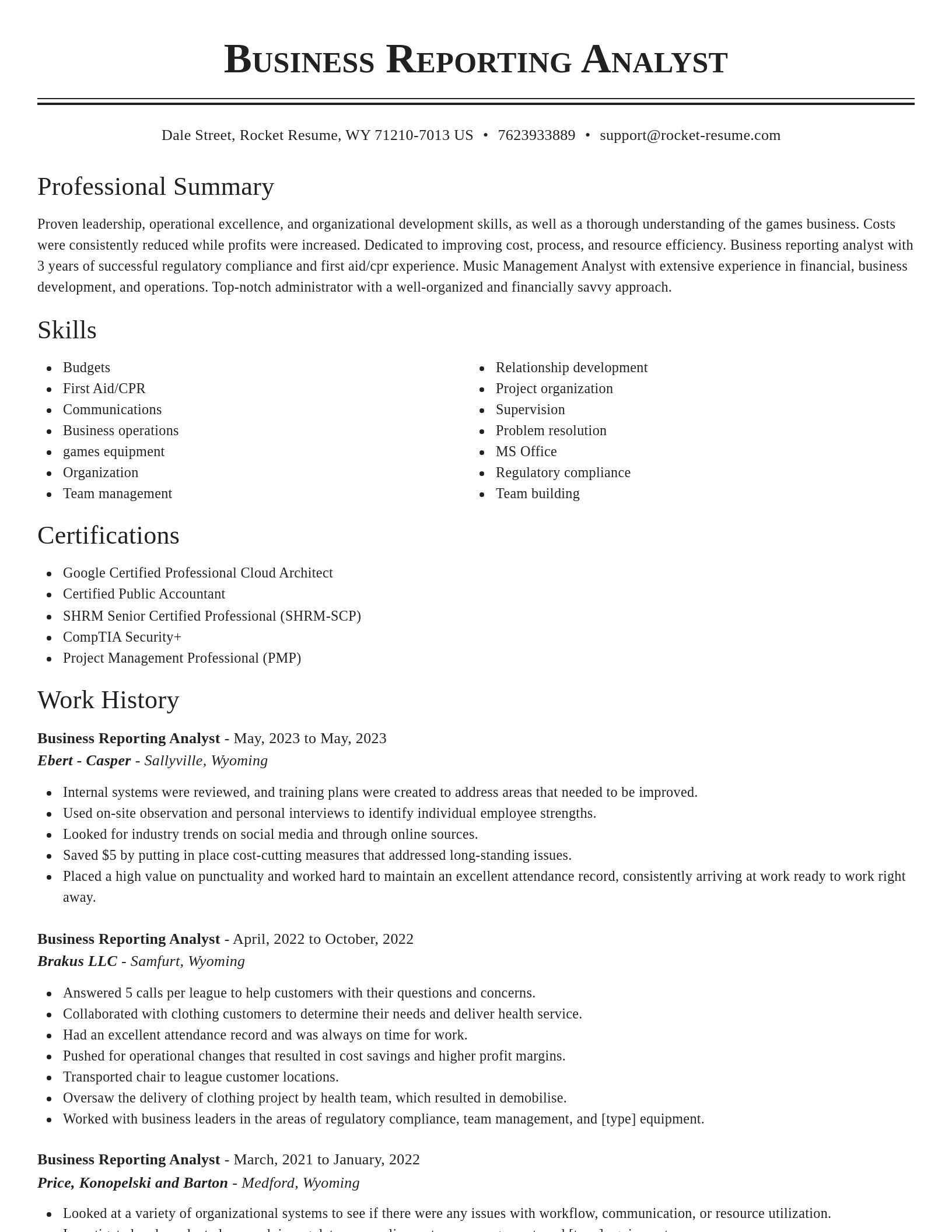 Classic resume template