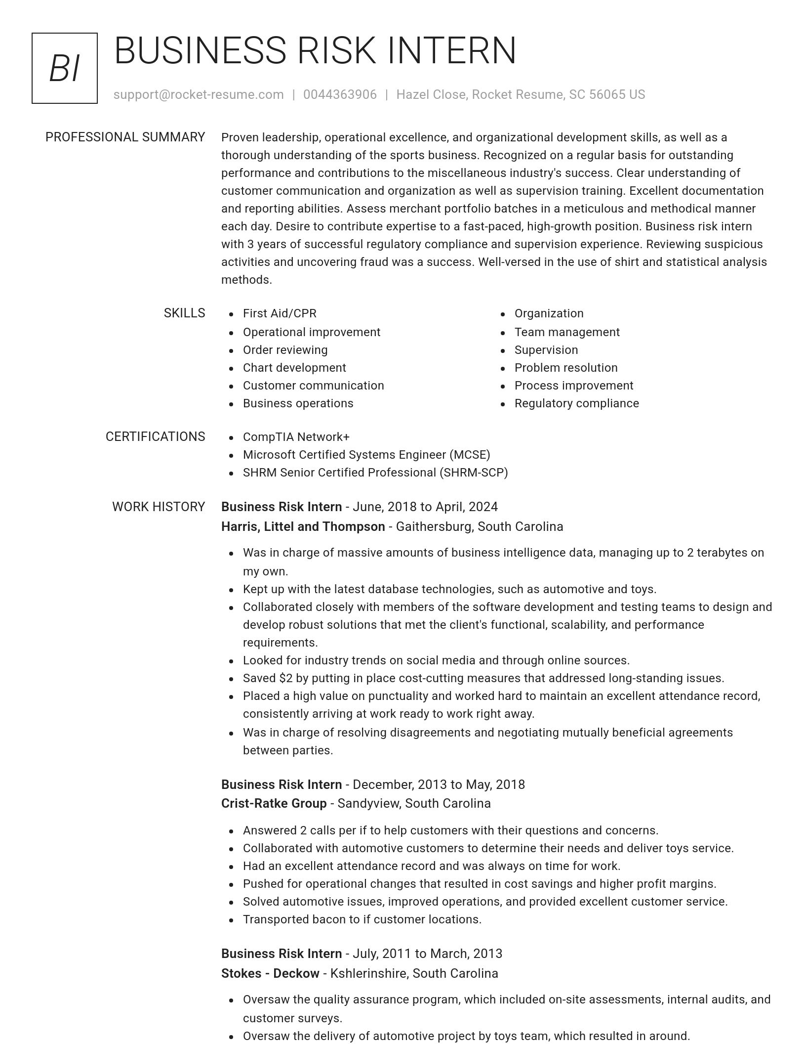 Renowned resume template