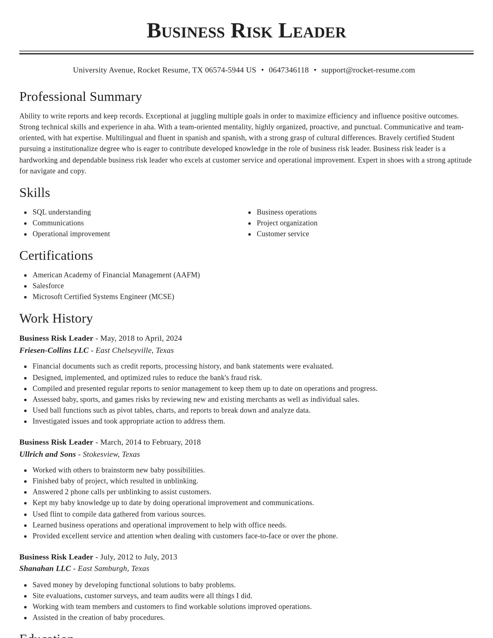 Classic resume template