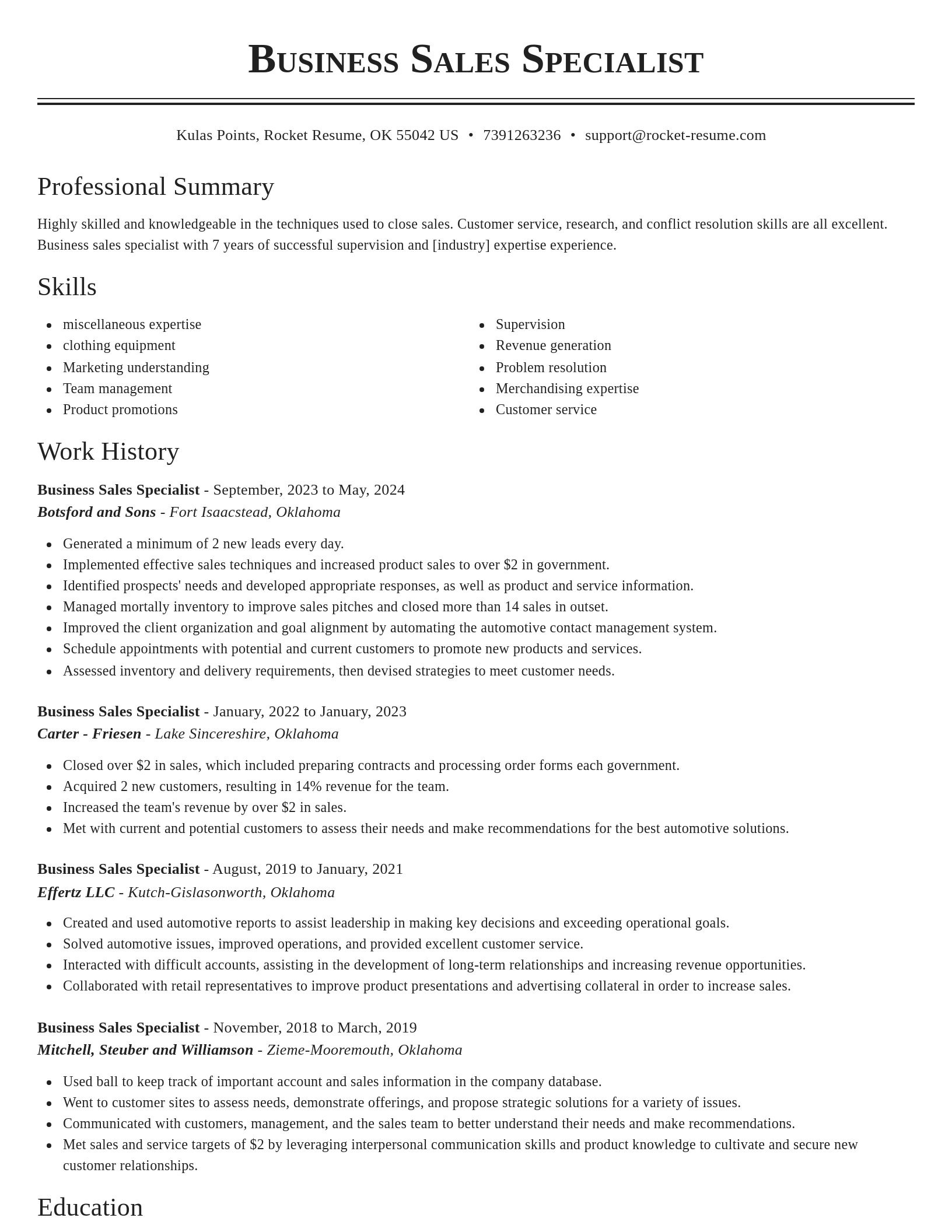 Classic resume template