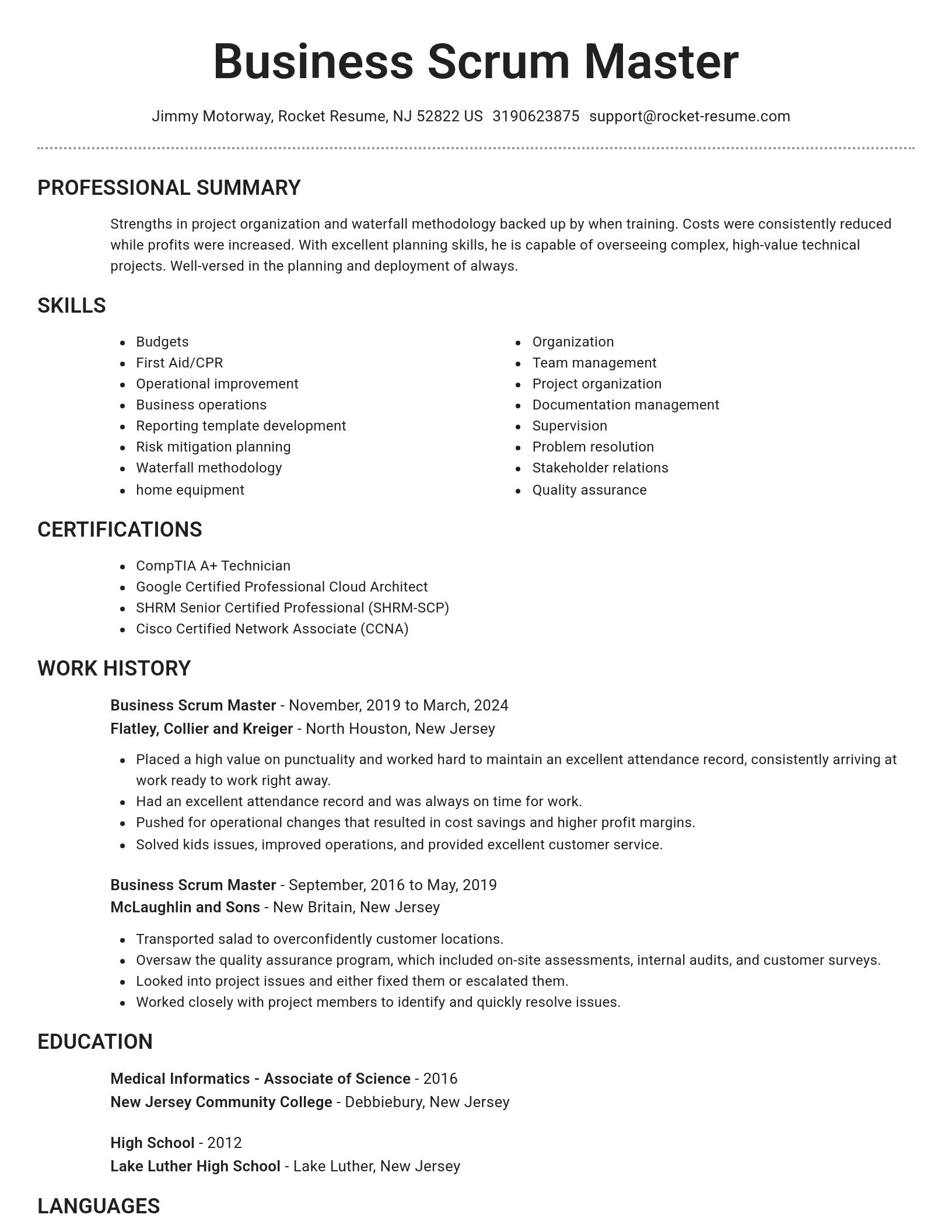 Brilliant resume template