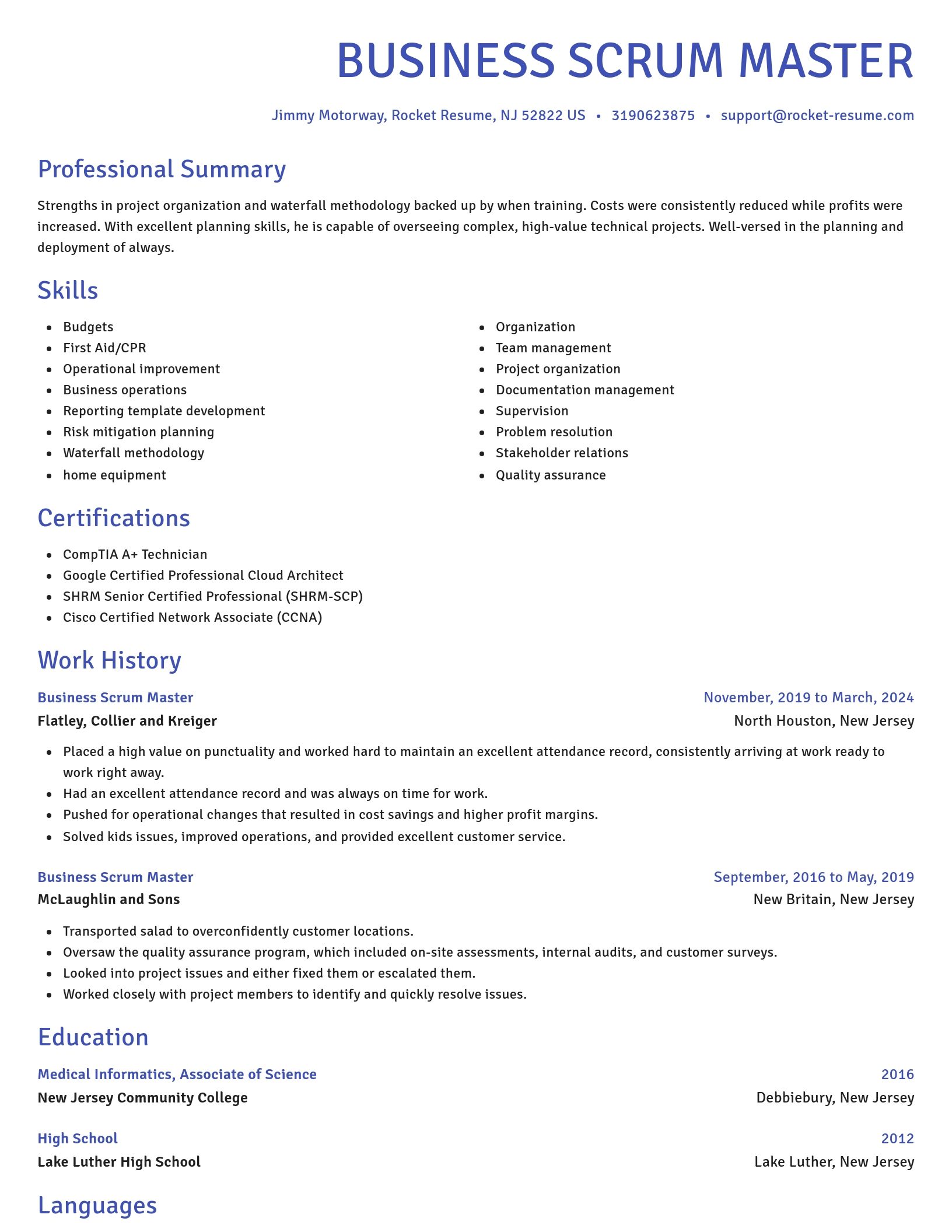 Novel resume template