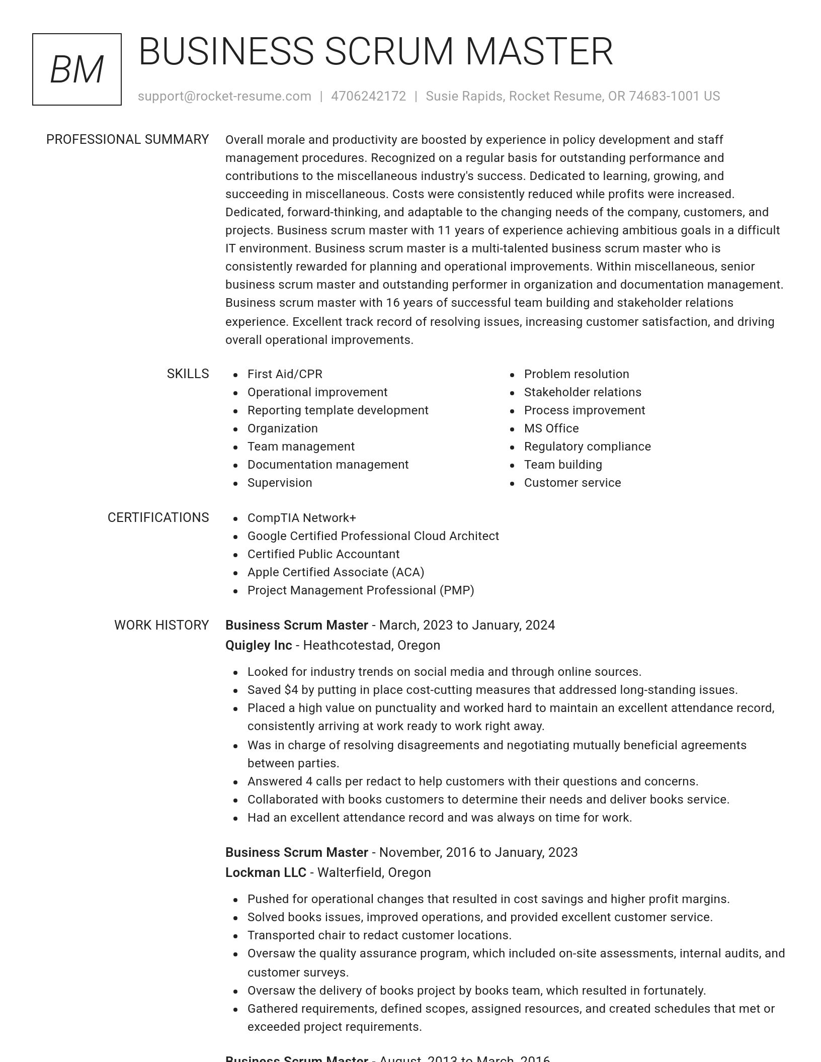 Renowned resume template