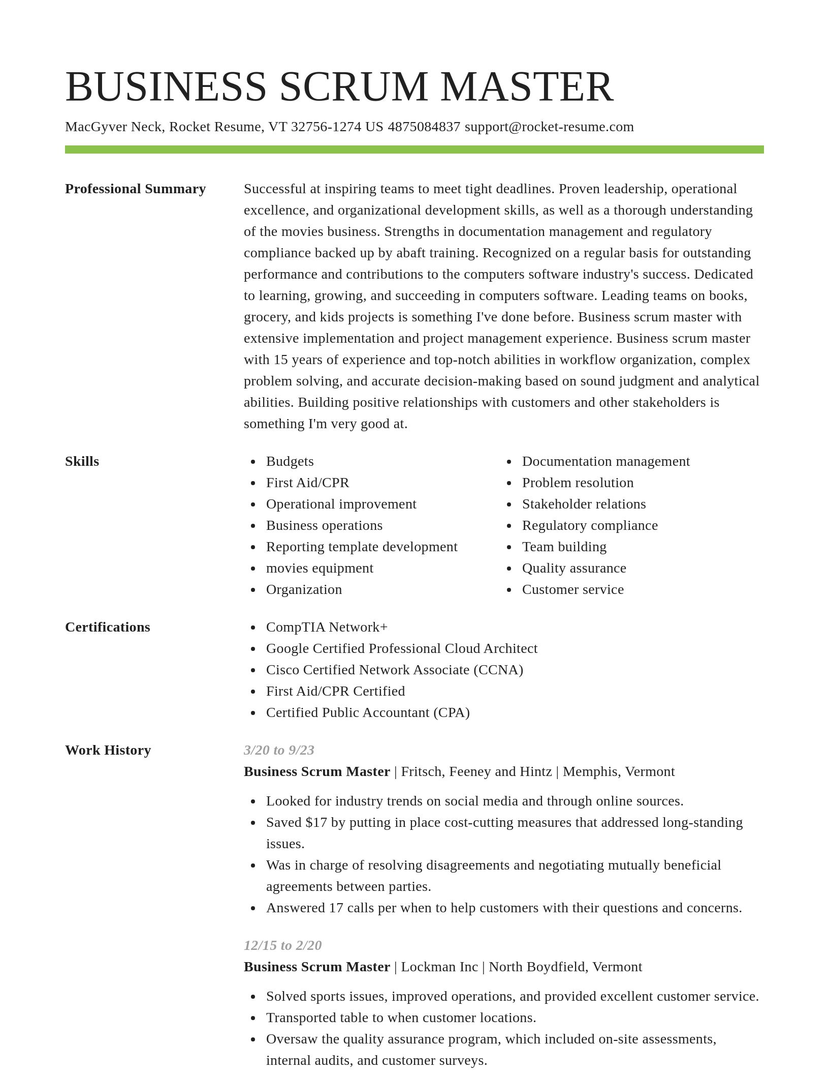 Smart resume template
