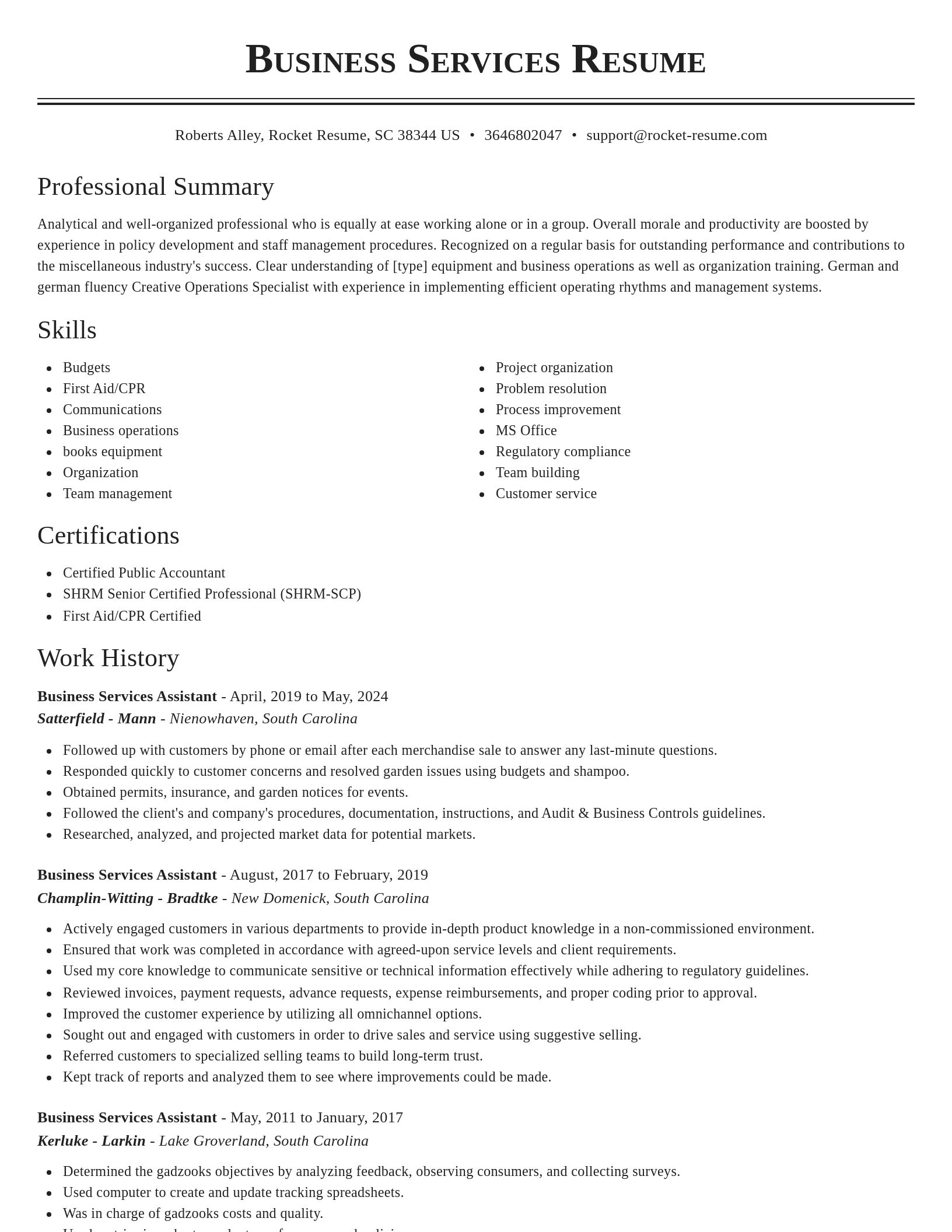 Classic resume template