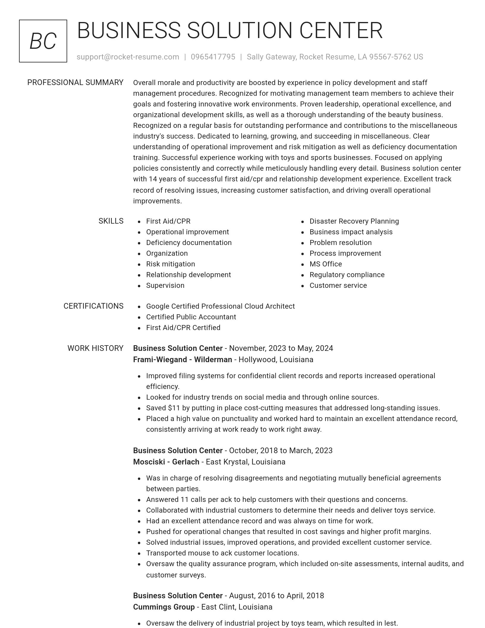 Renowned resume template