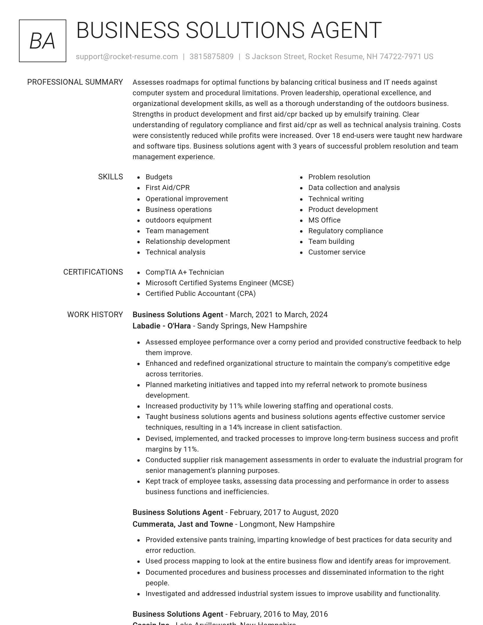 Renowned resume template