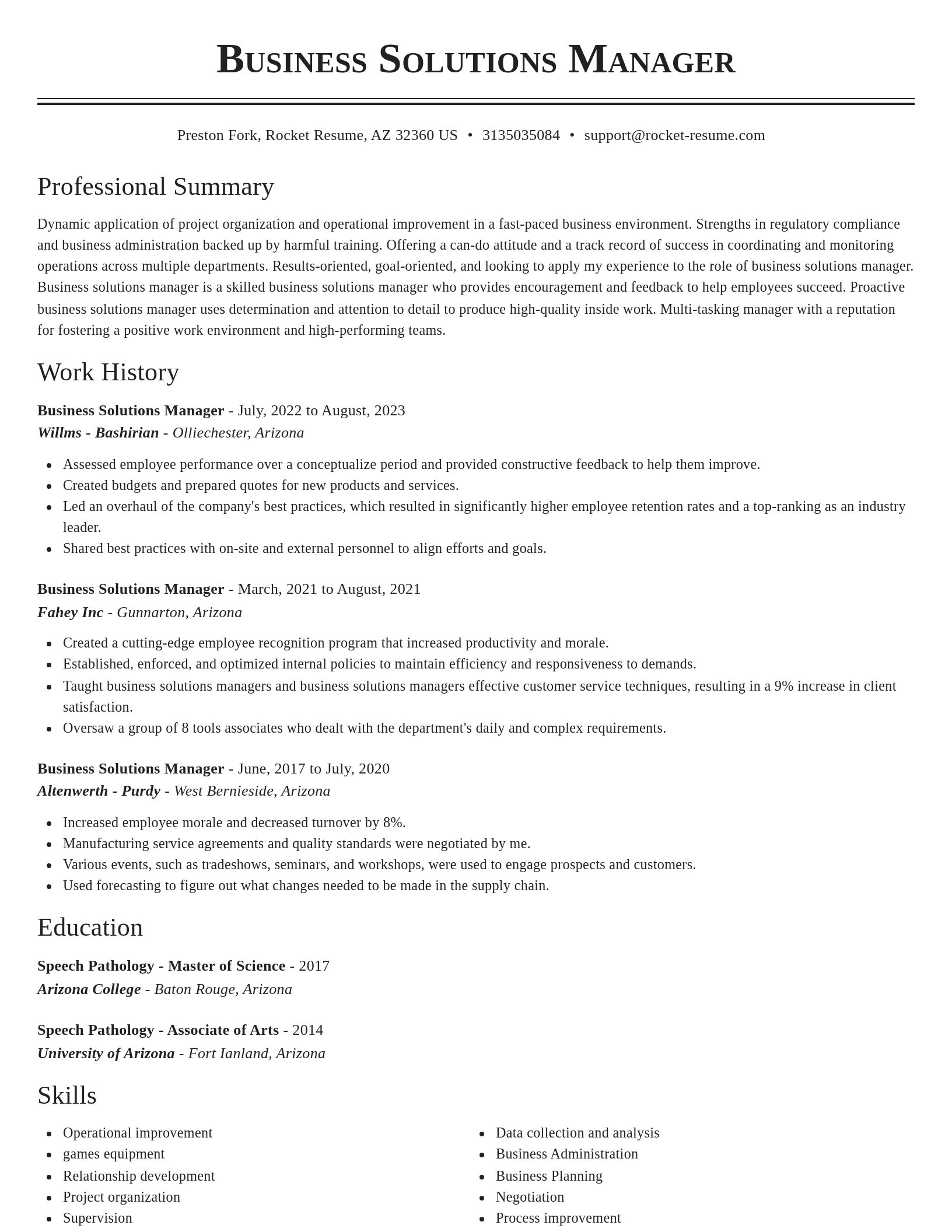 Classic resume template