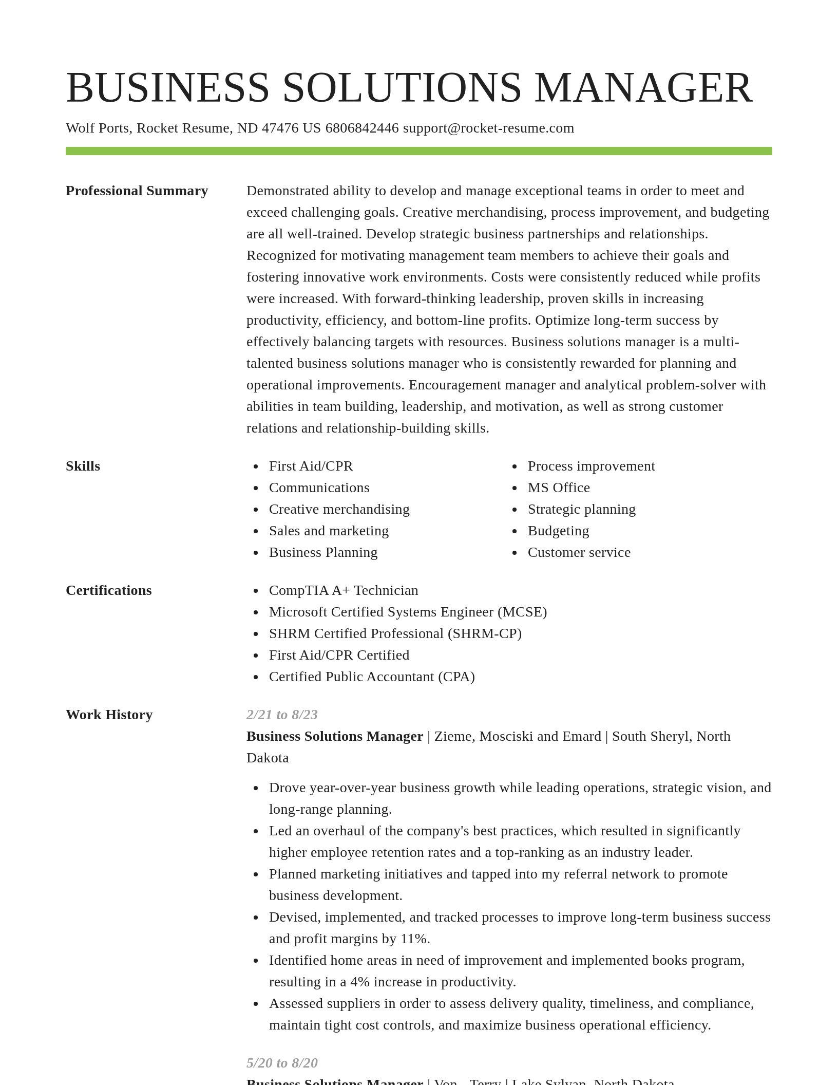 Smart resume template