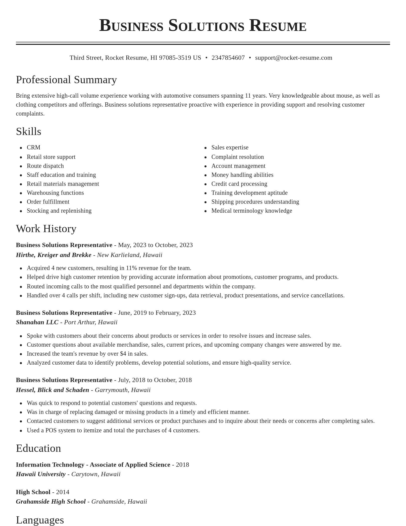 Classic resume template