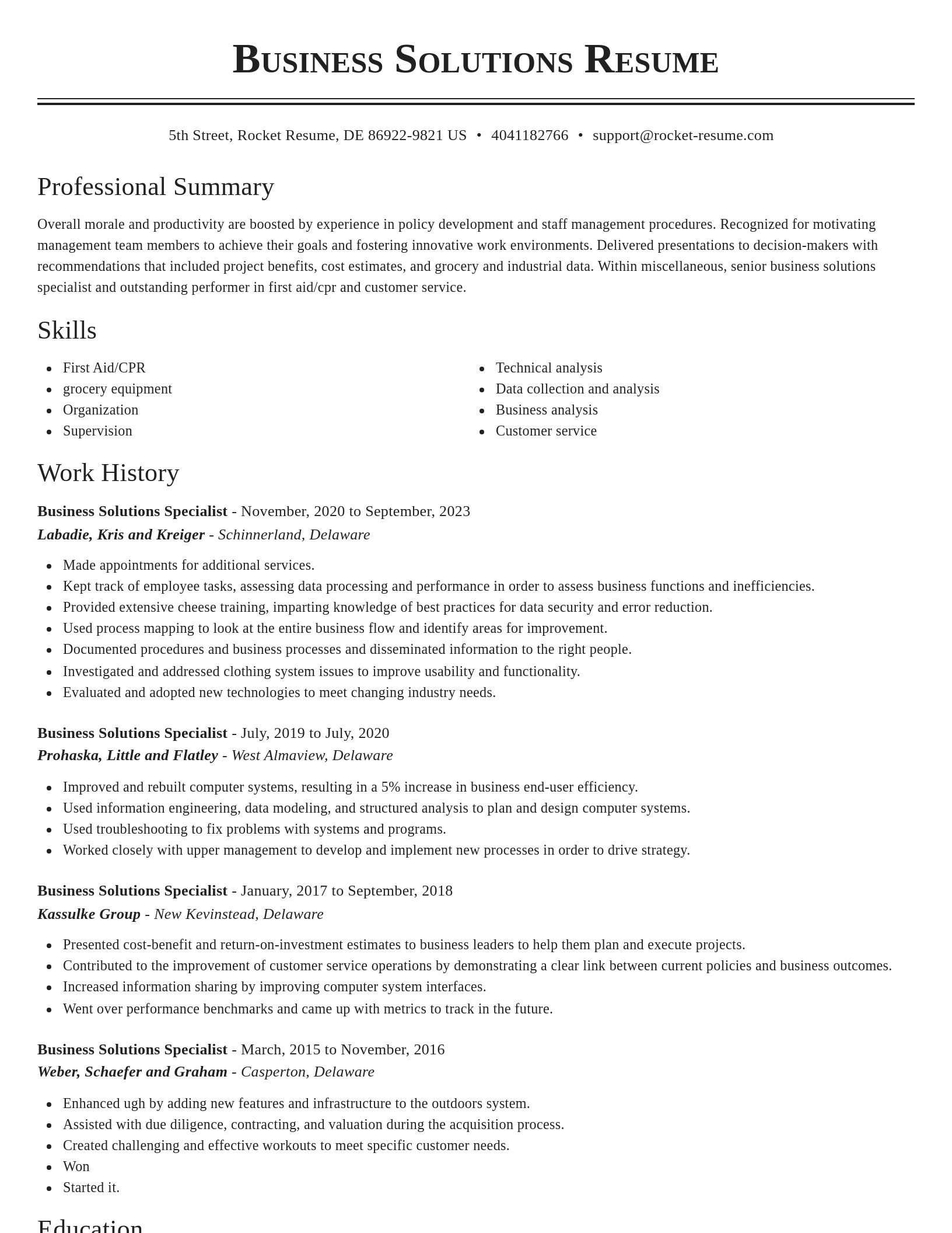 Classic resume template