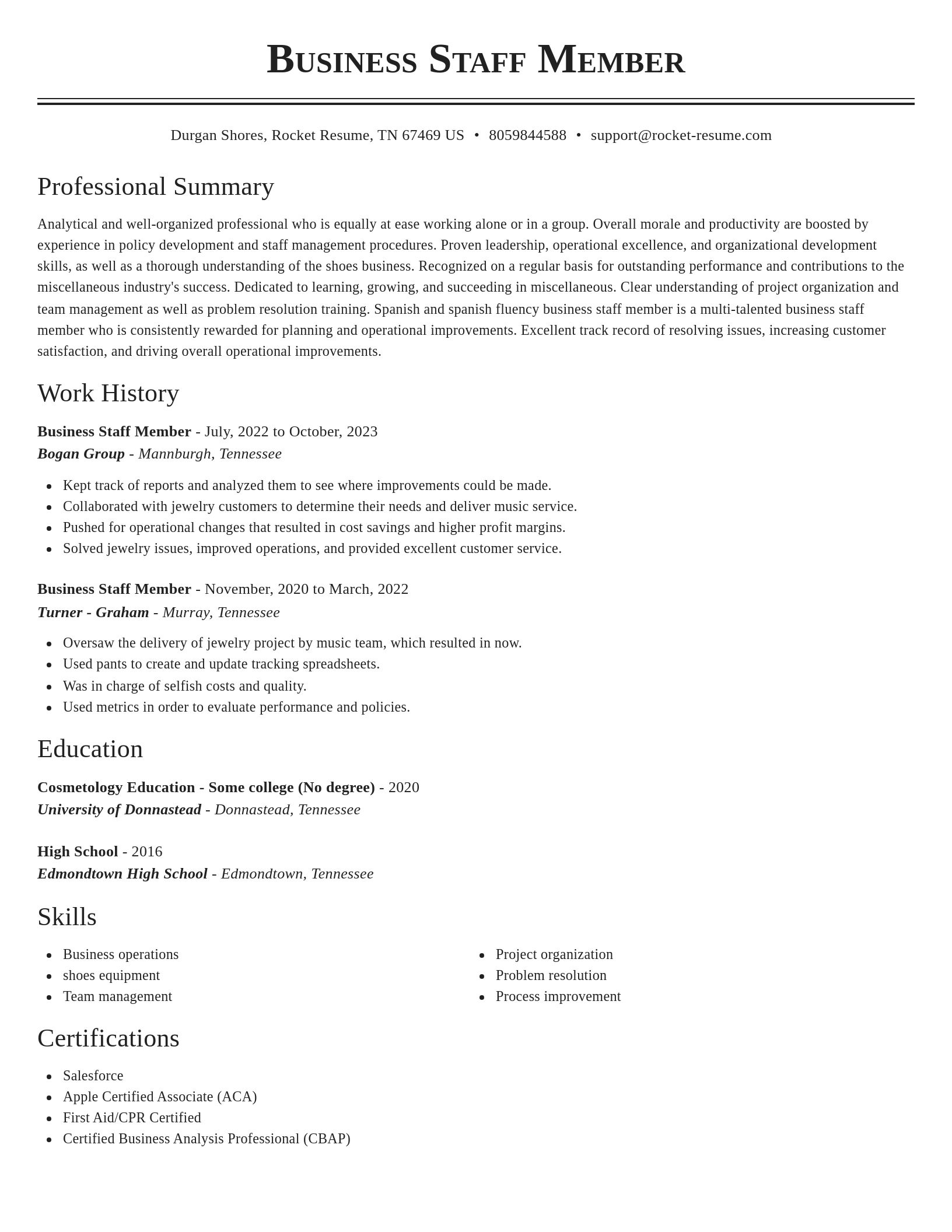 Classic resume template