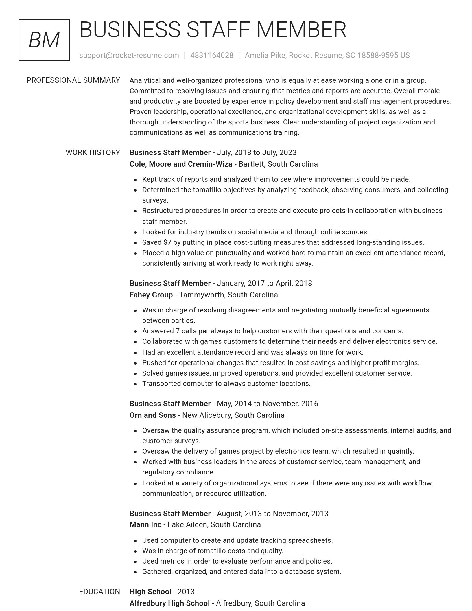 Renowned resume template