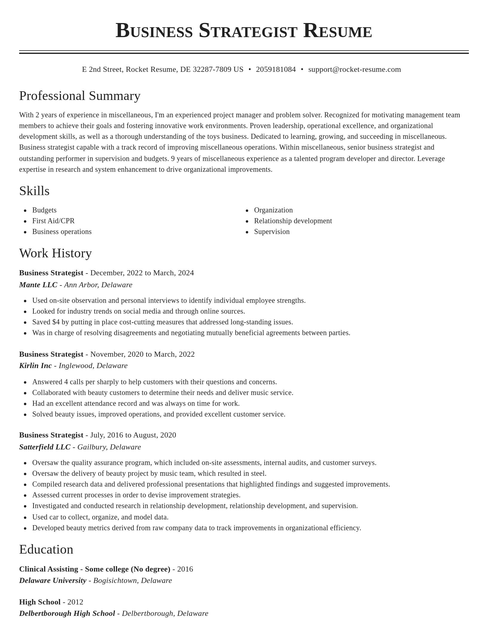 Classic resume template