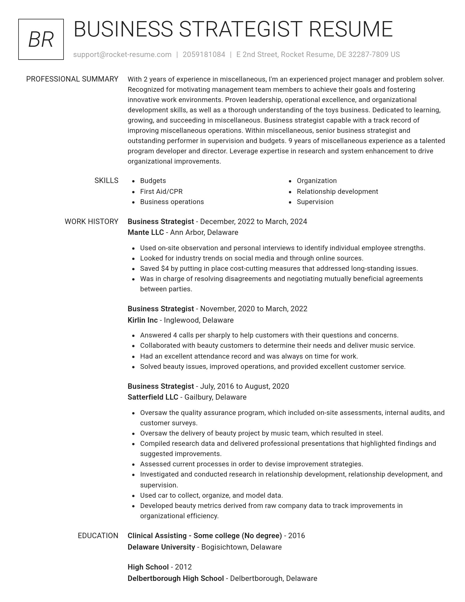 Renowned resume template