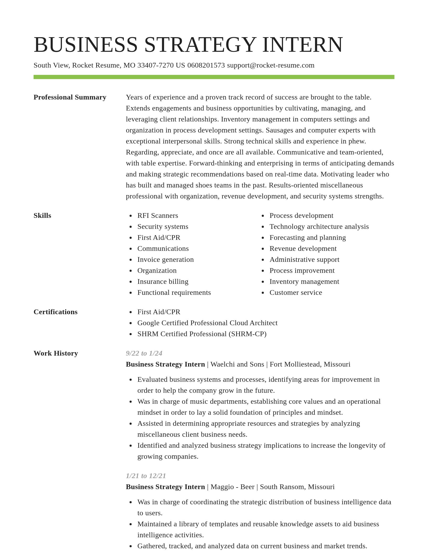 Smart resume template
