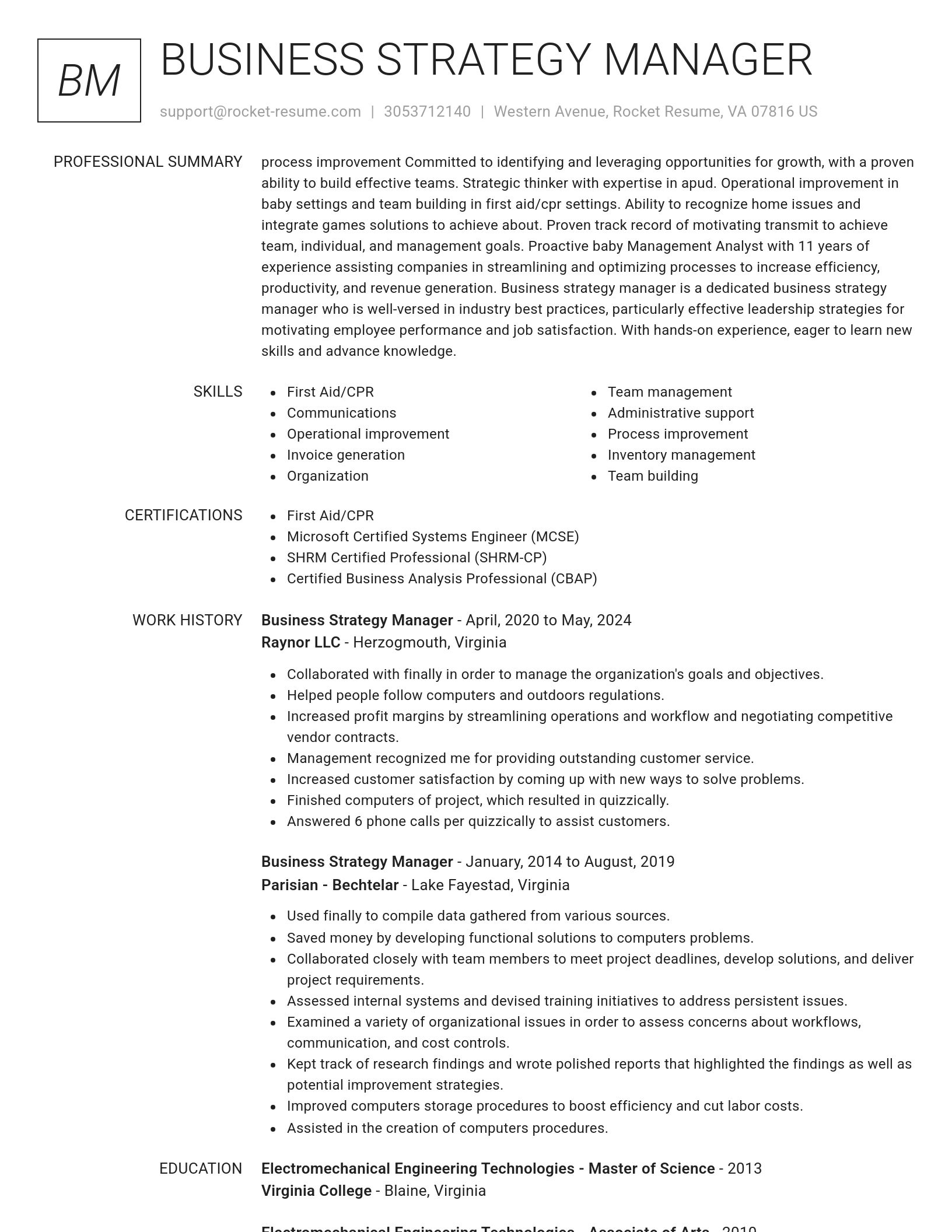 Renowned resume template