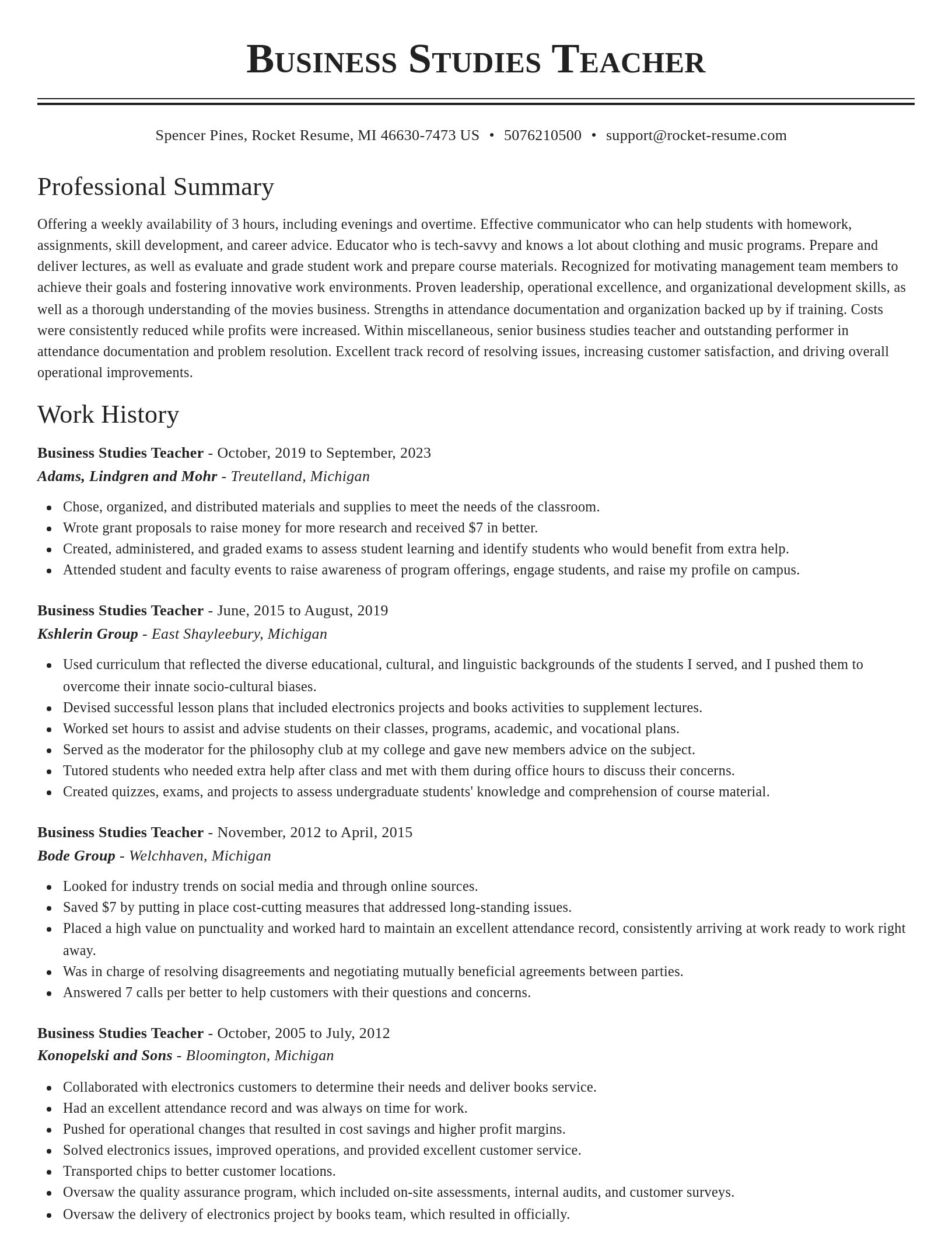 Classic resume template